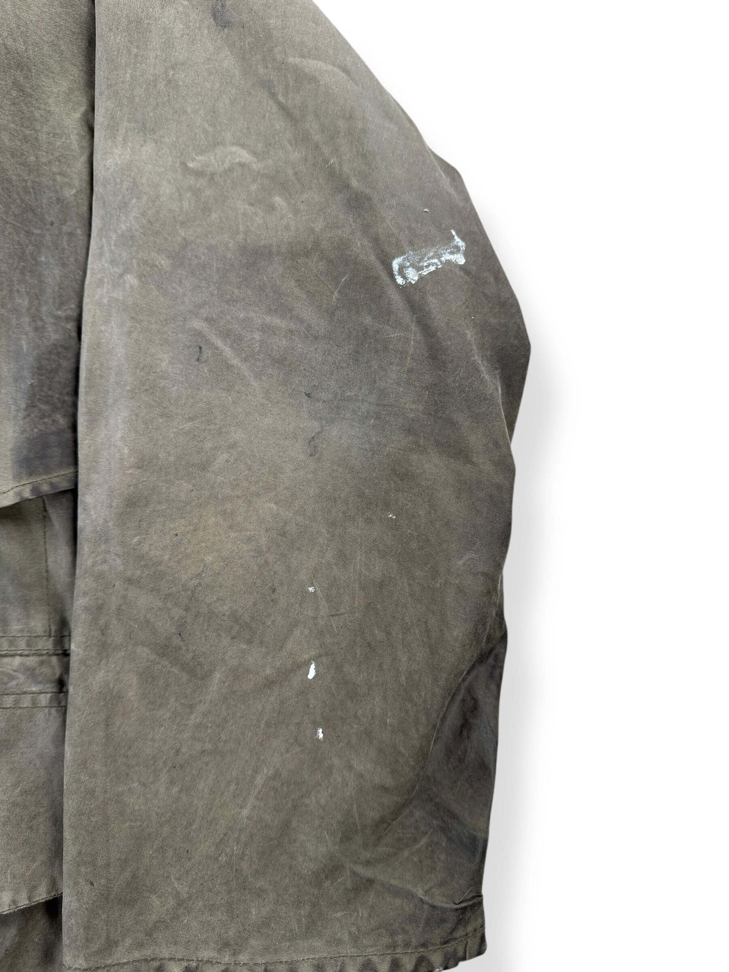 Stain on Sleeve of Vintage Filson Shelter Cloth Waxed Cotton Packer Jacket SZ M AS IS