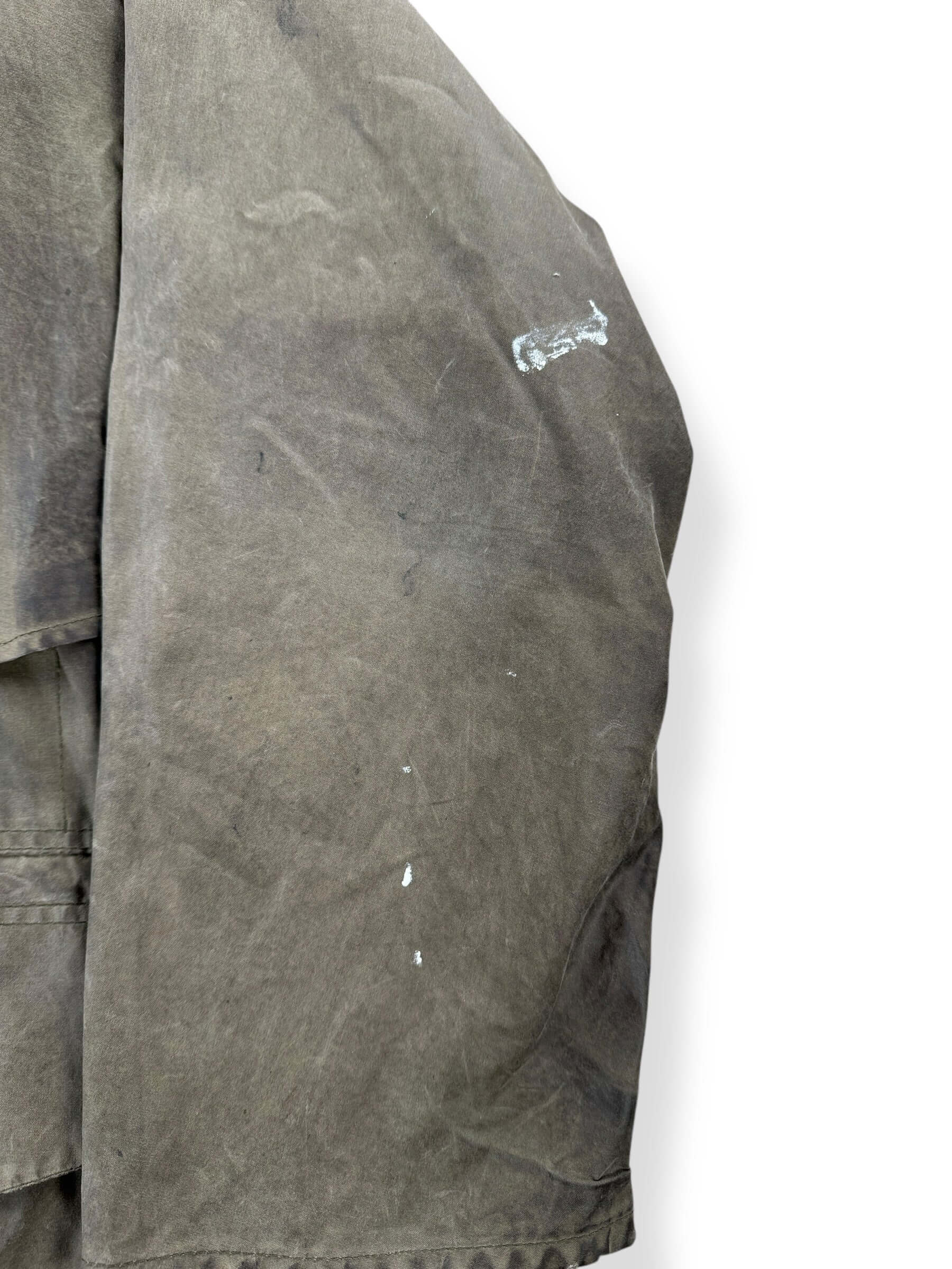 Stain on Sleeve of Vintage Filson Shelter Cloth Waxed Cotton Packer Jacket SZ M AS IS