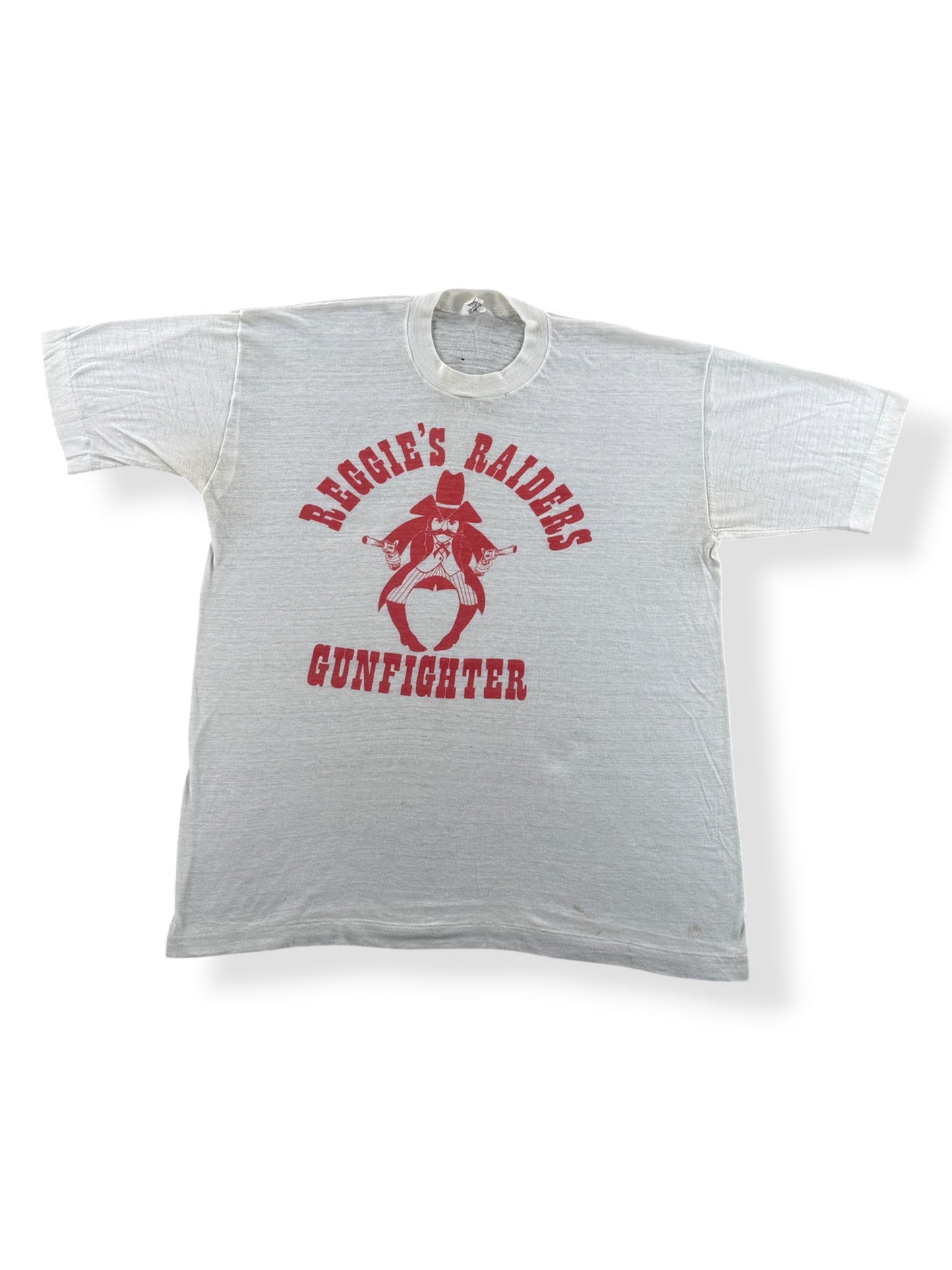 Front of Vintage Reggie's Raiders Gunfighter Tee SZ XL (Fits L)