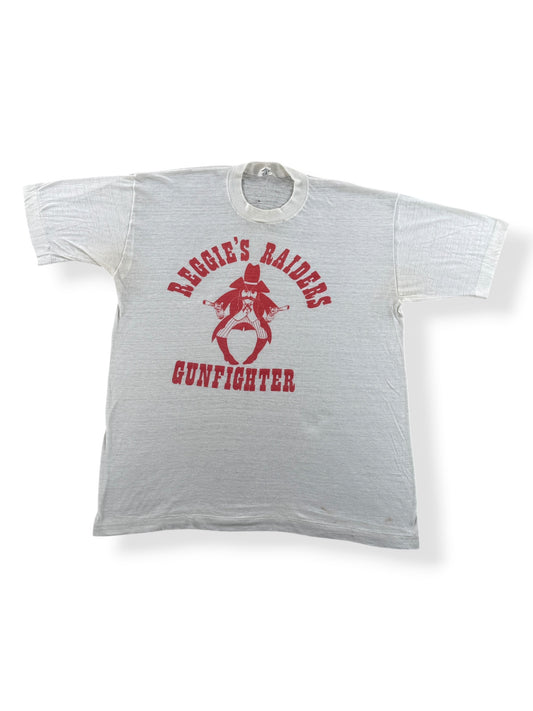 Front of Vintage Reggie's Raiders Gunfighter Tee SZ XL (Fits L)