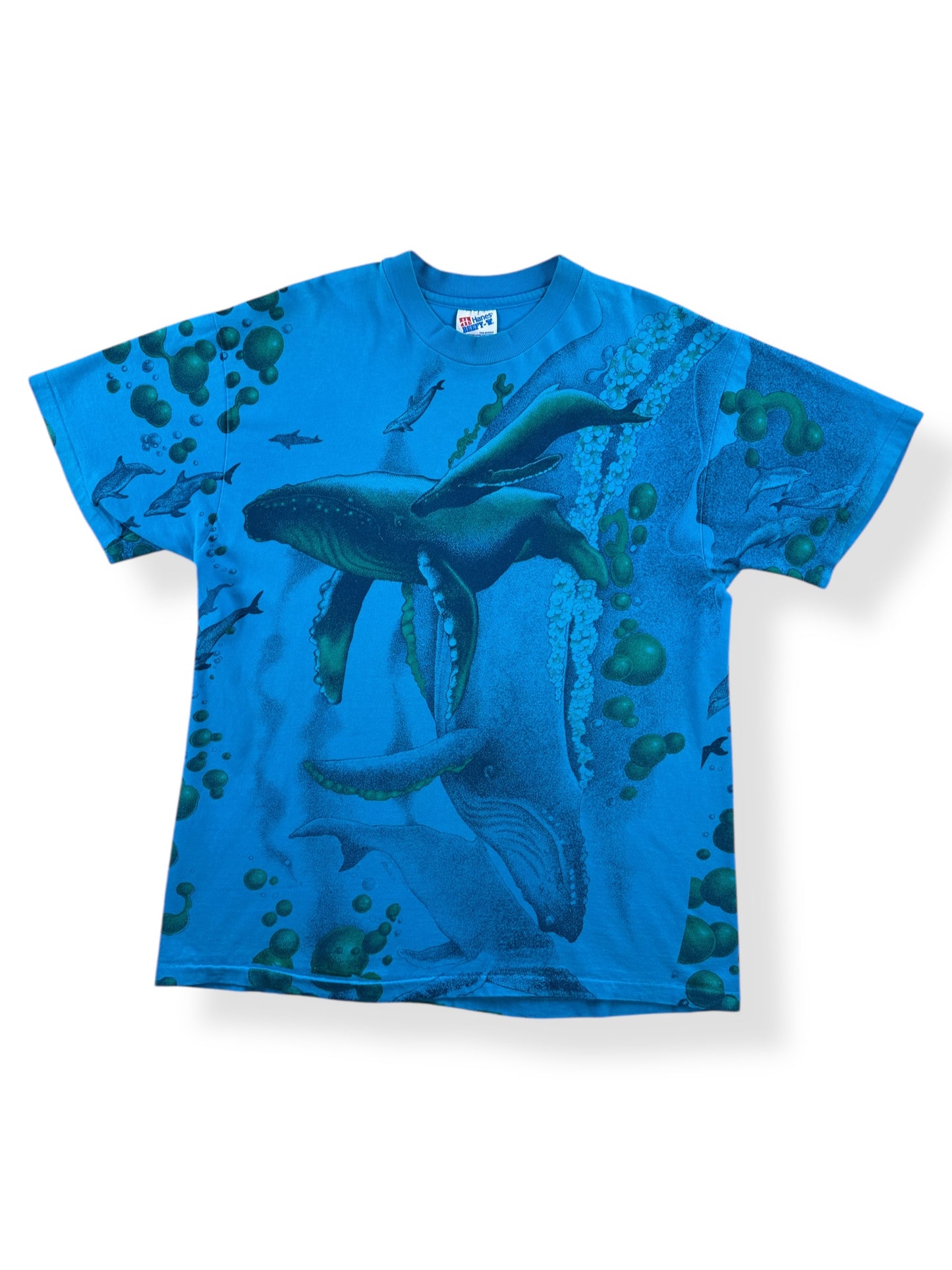 Front of Vintage Humpback Whale AOP Tee SZ L
