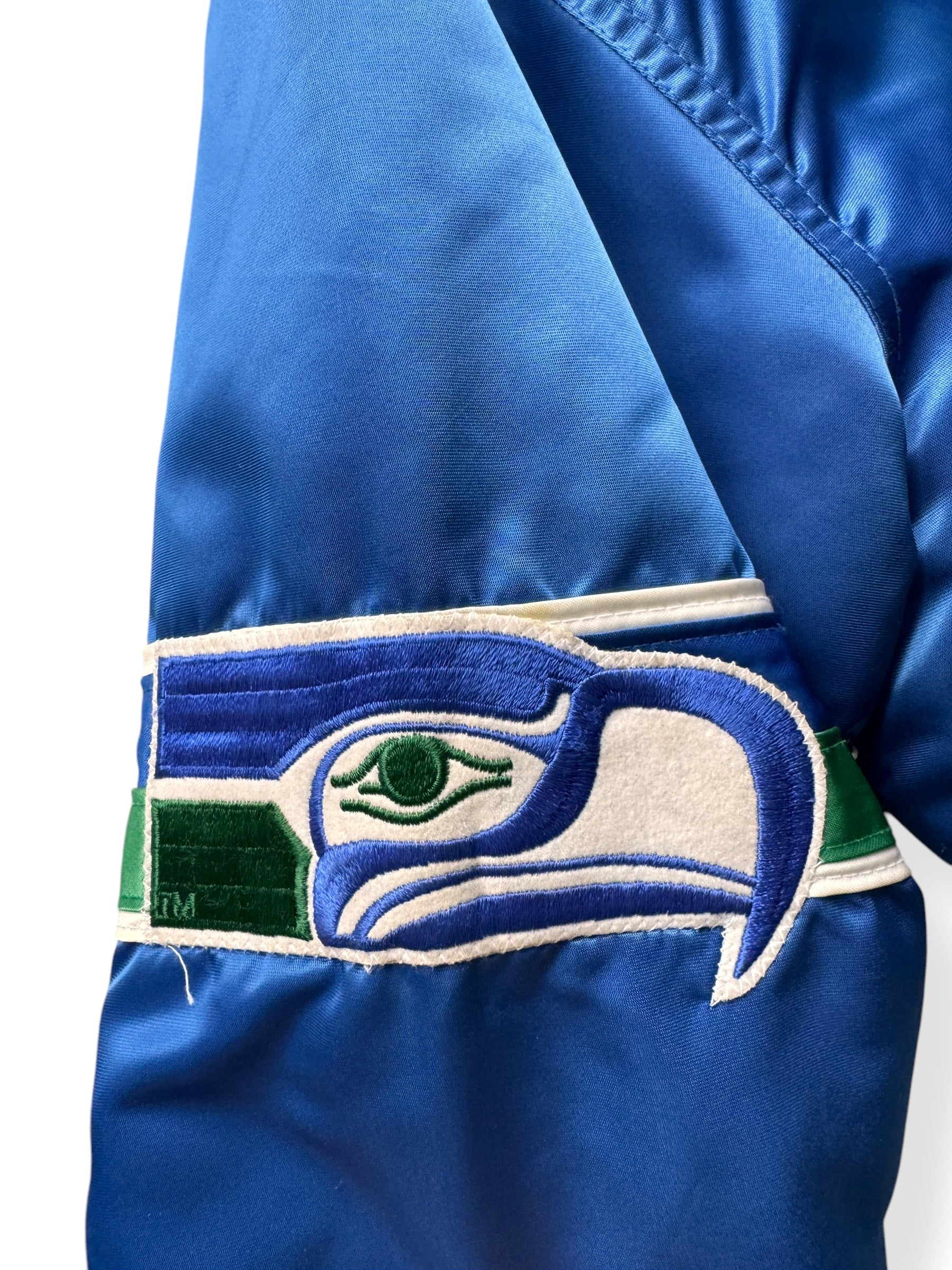 Embroidery on Vintage Seattle Seahawks Starter Jacket SZ L