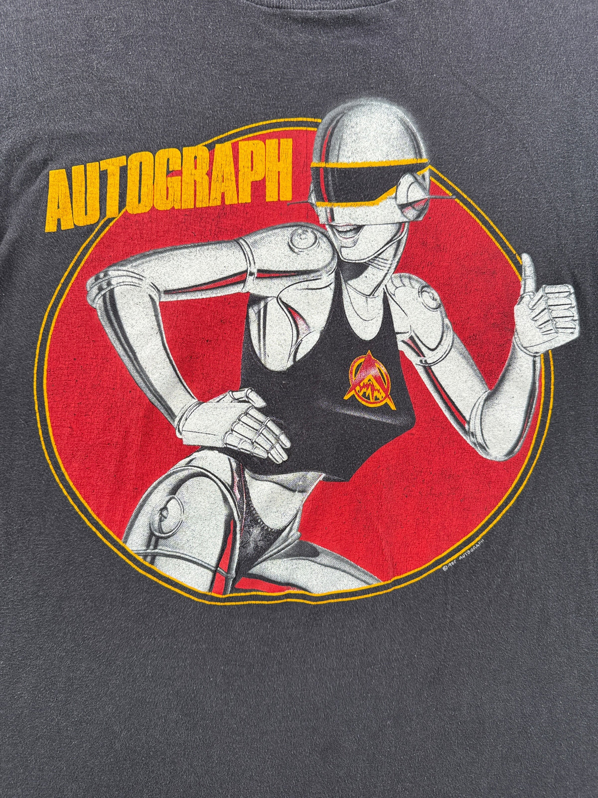 Front graphic on Vintage '85 Sorayama Autograph Band Tee SZ S
