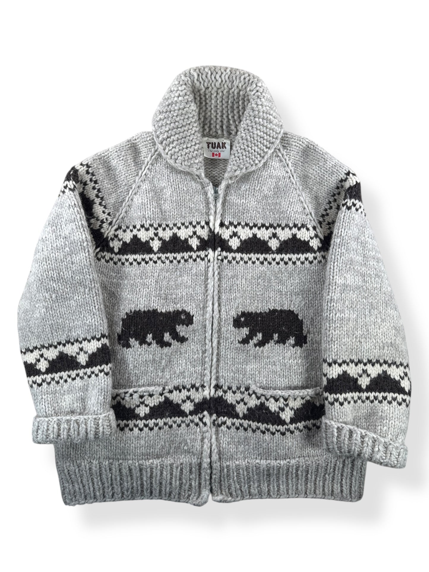 Front of Vintage Tuak Brand Cowichan Style Sweater SZ XL