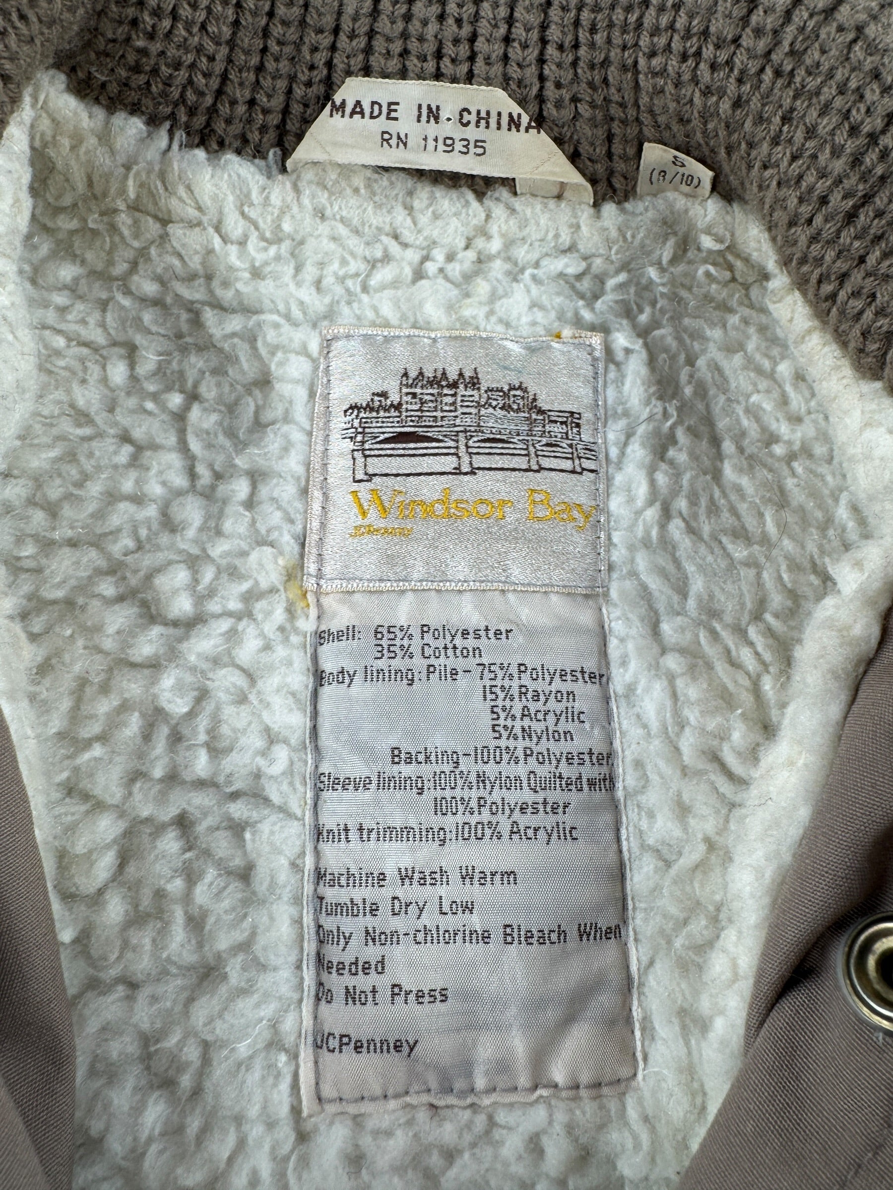 Label on Vintage 70s JCP Windsor Bay Coat SZ S