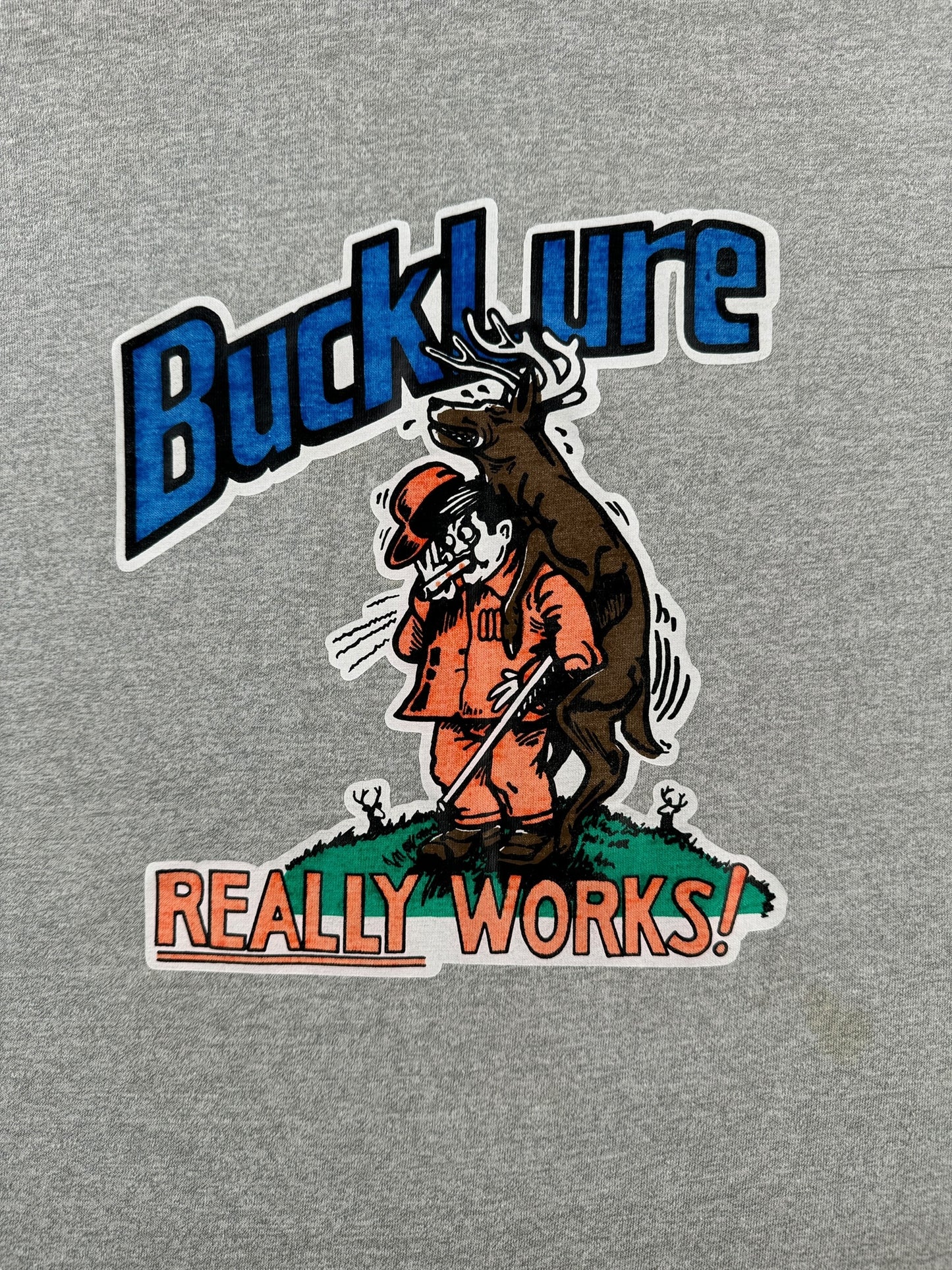 Front Graphic of Vintage Bucklure Deer Call Ringer Tee SZ M