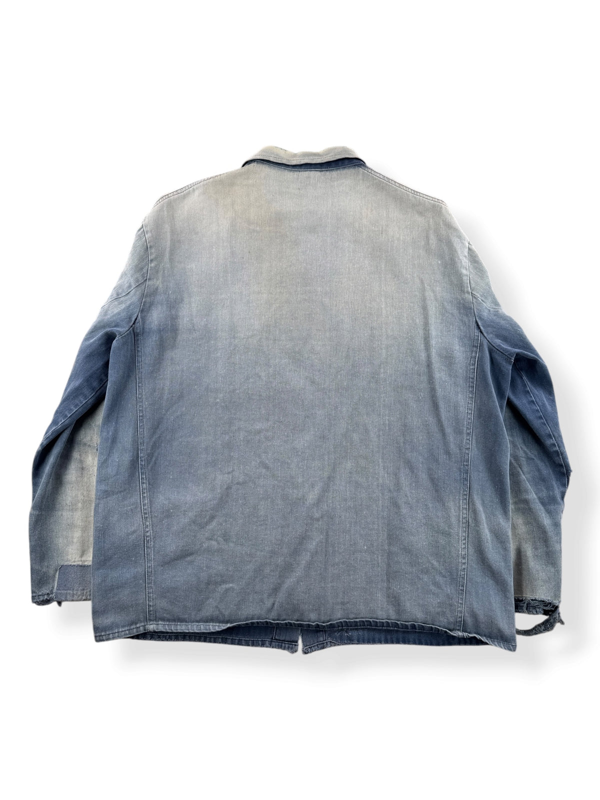 Back of Vintage Distressed French Chore Coat SZ L