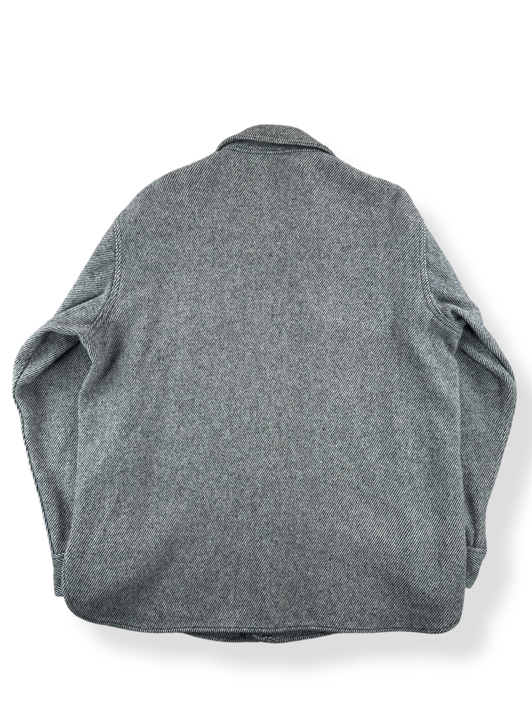 Back of Vintage Woolrich Grey Herringbone Wool Blend Shirt Jac SZ XL