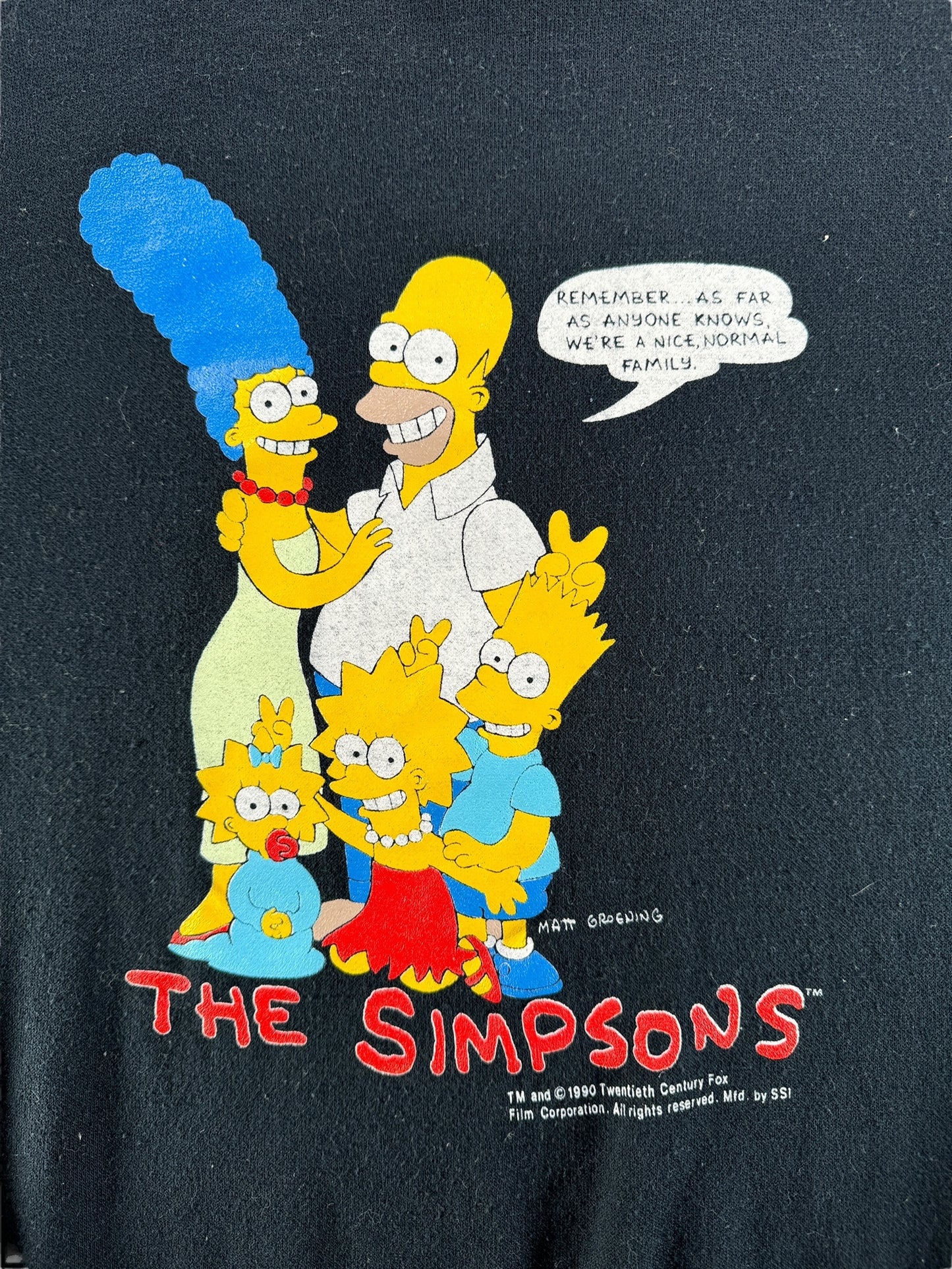 Front Graphic of Vintage Black Simpsons Crewneck SZ S