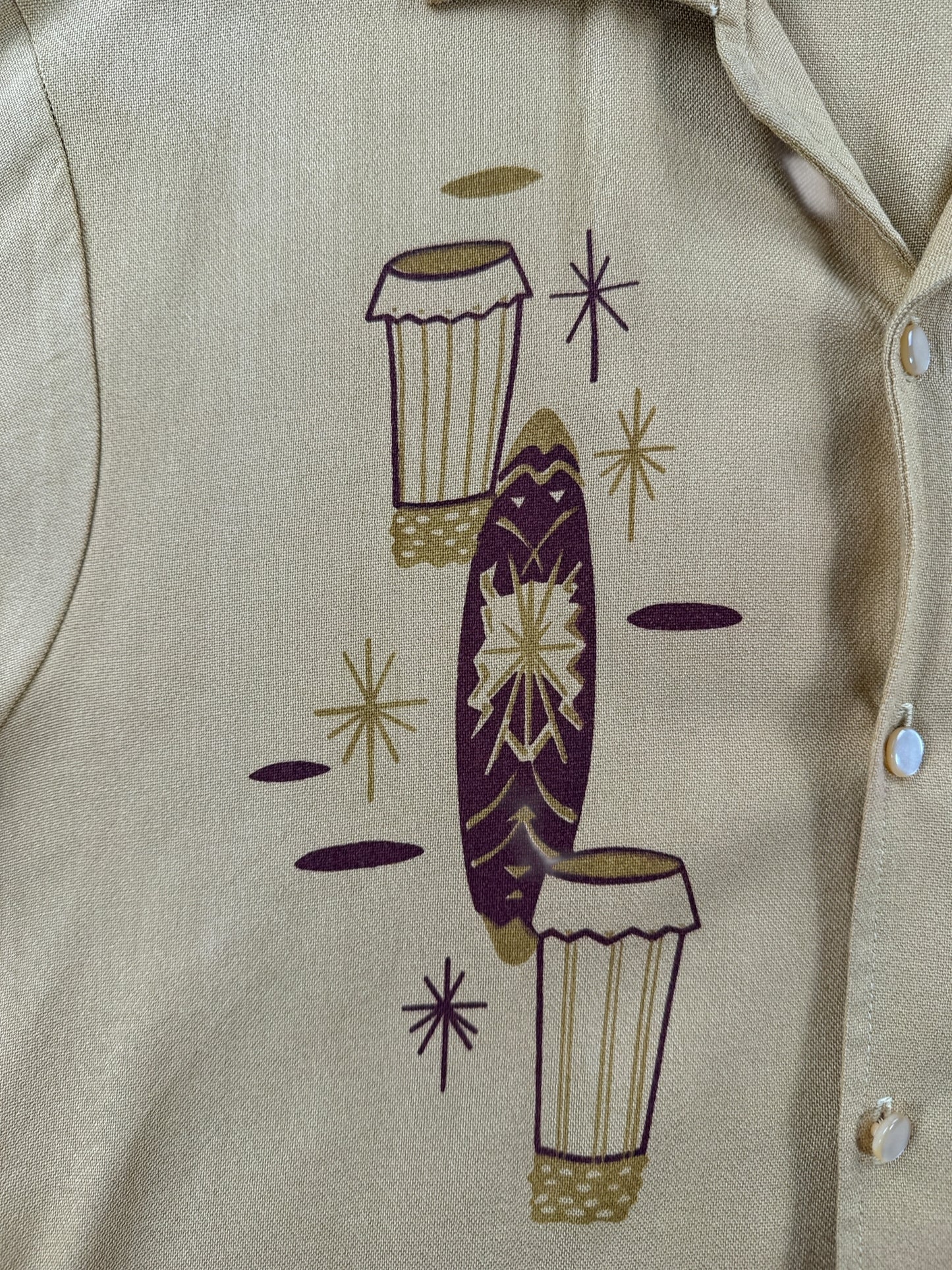 Graphic of Vintage Lancer Tiki Short Sleeve Shirt SZ S