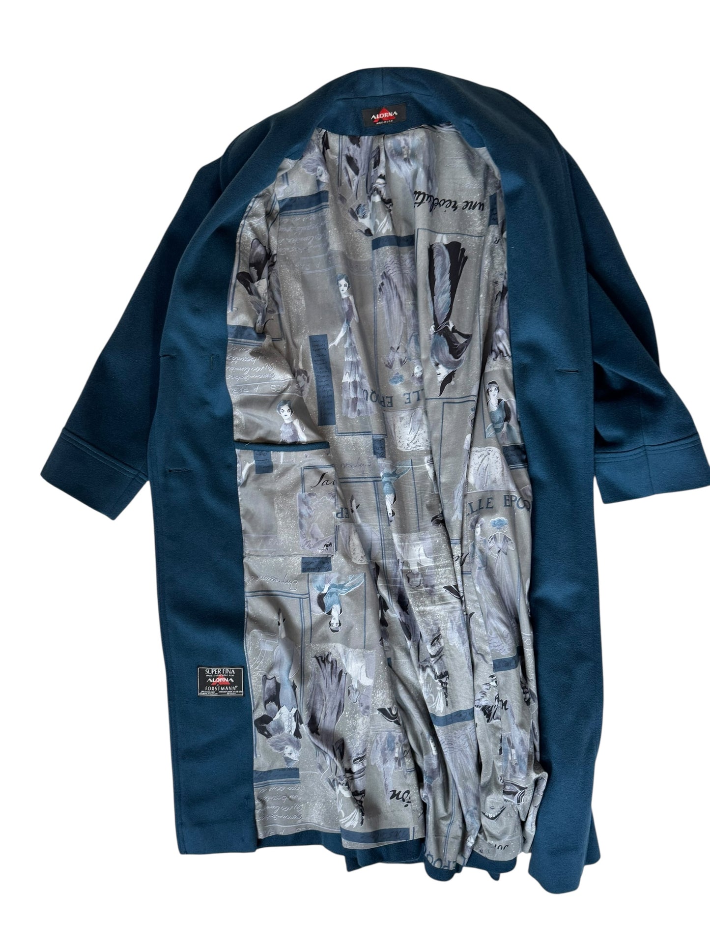 Lining 80s Does 40s Blue Wool Coat L-XL