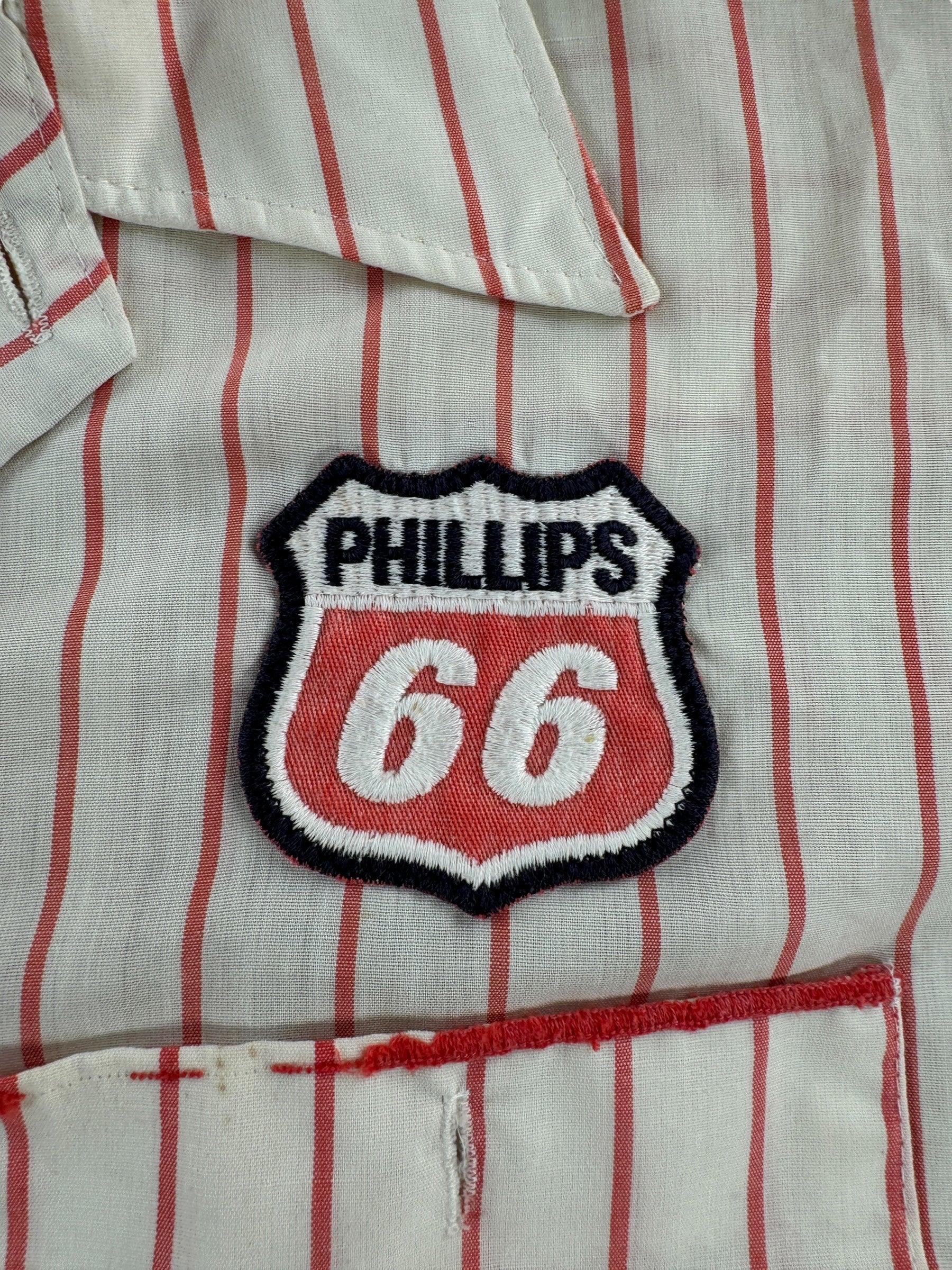 Patch on Vintage Banker's Service Pinstripe Work Shirt SZ XL