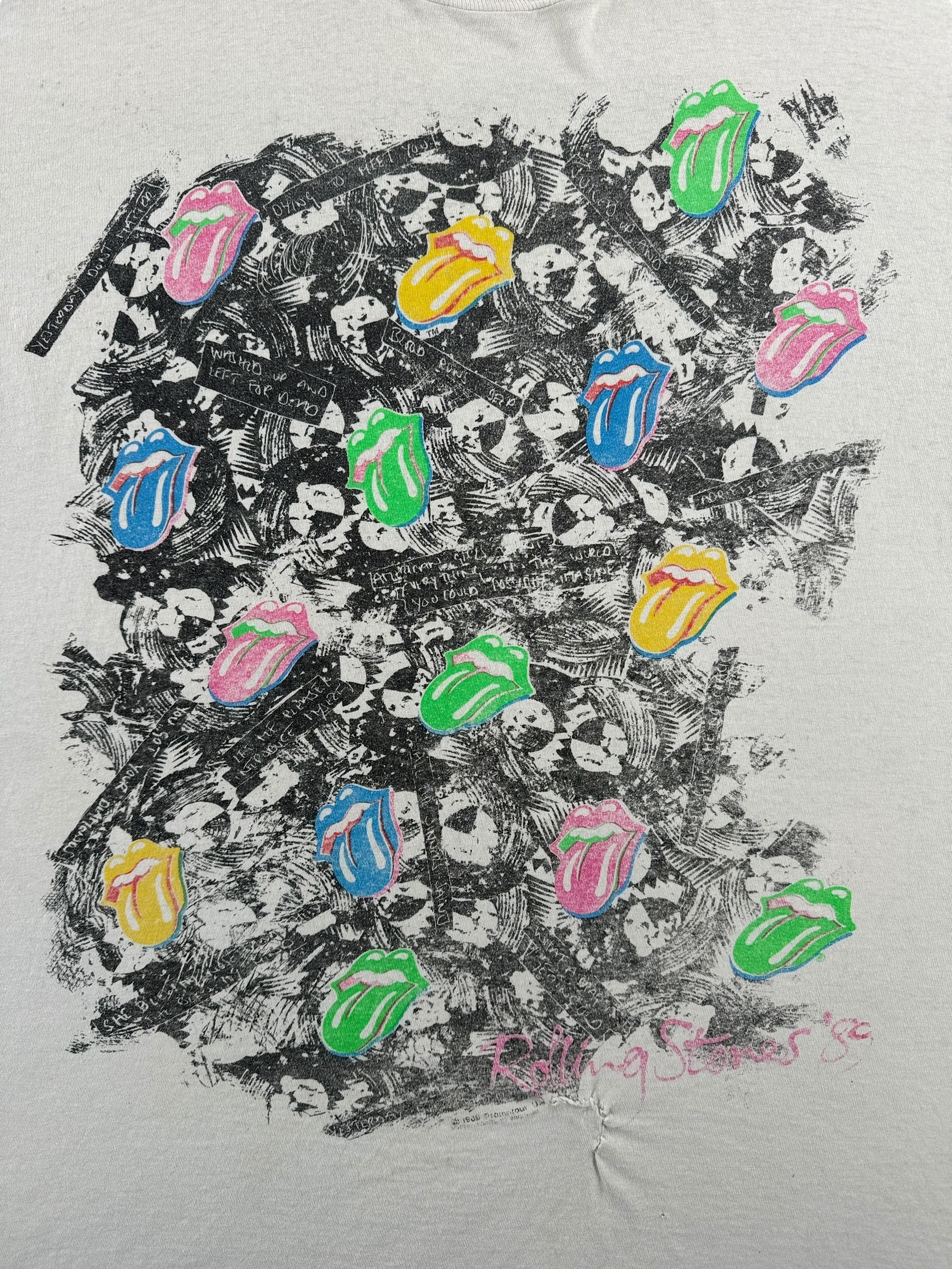 Front Graphic of Vintage 1989 Rolling Stones Tee SZ XL AS IS