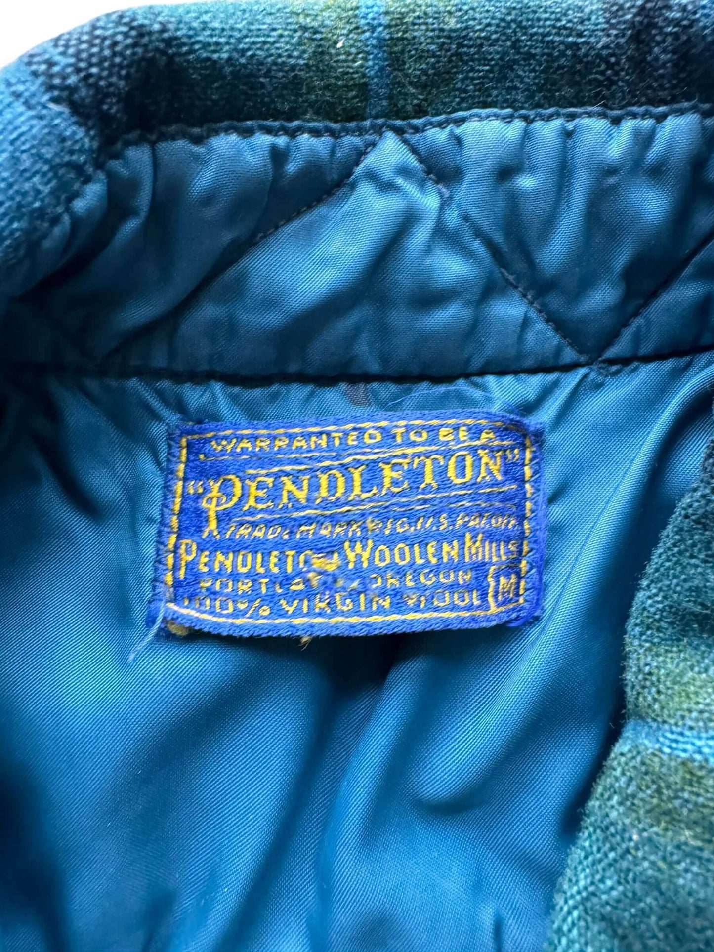 tag on Vintage Pendleton Blue/Green Flannel SZ M