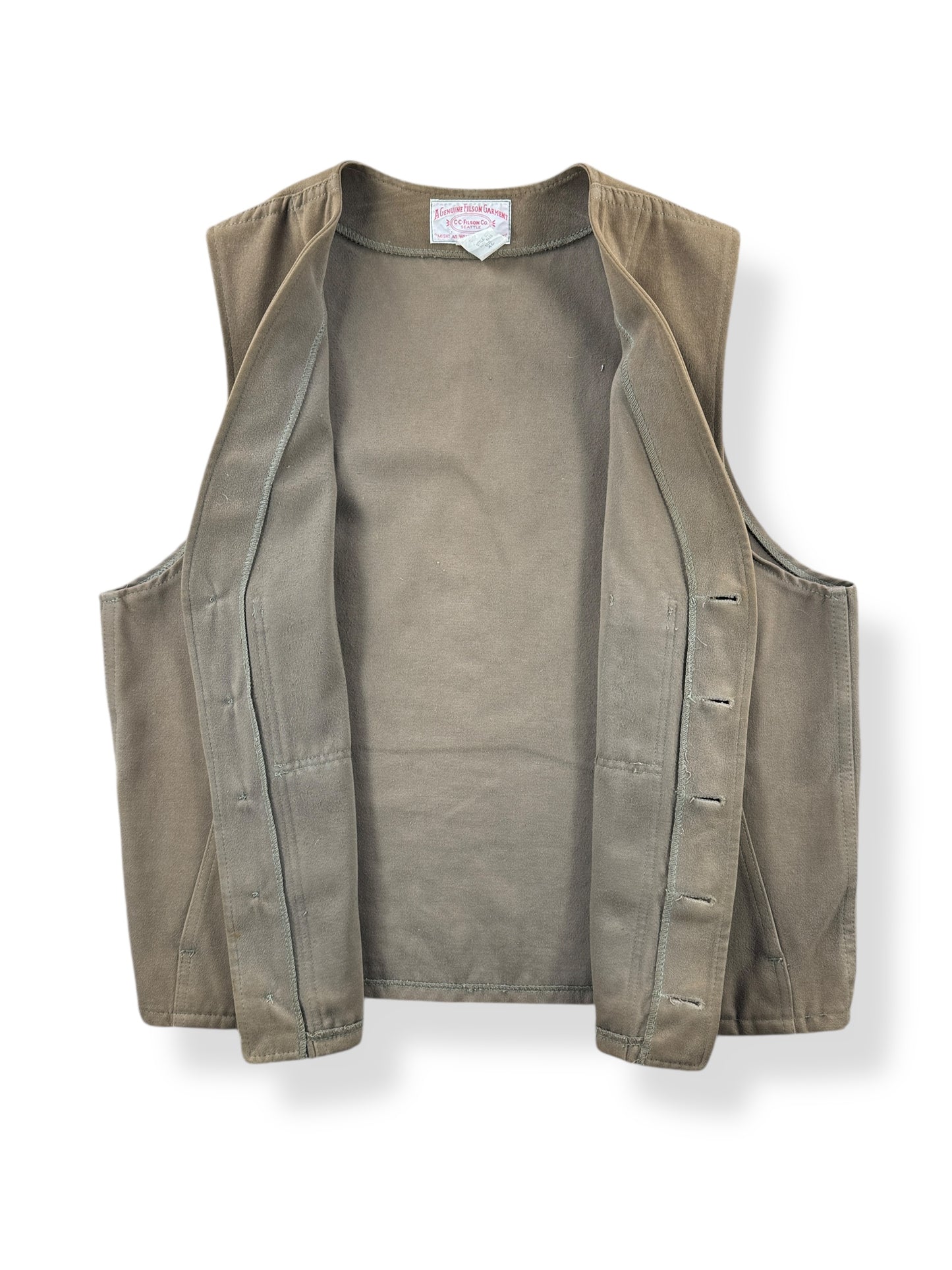 Inside of Vintage Filson Moleskin Vest SZ 46