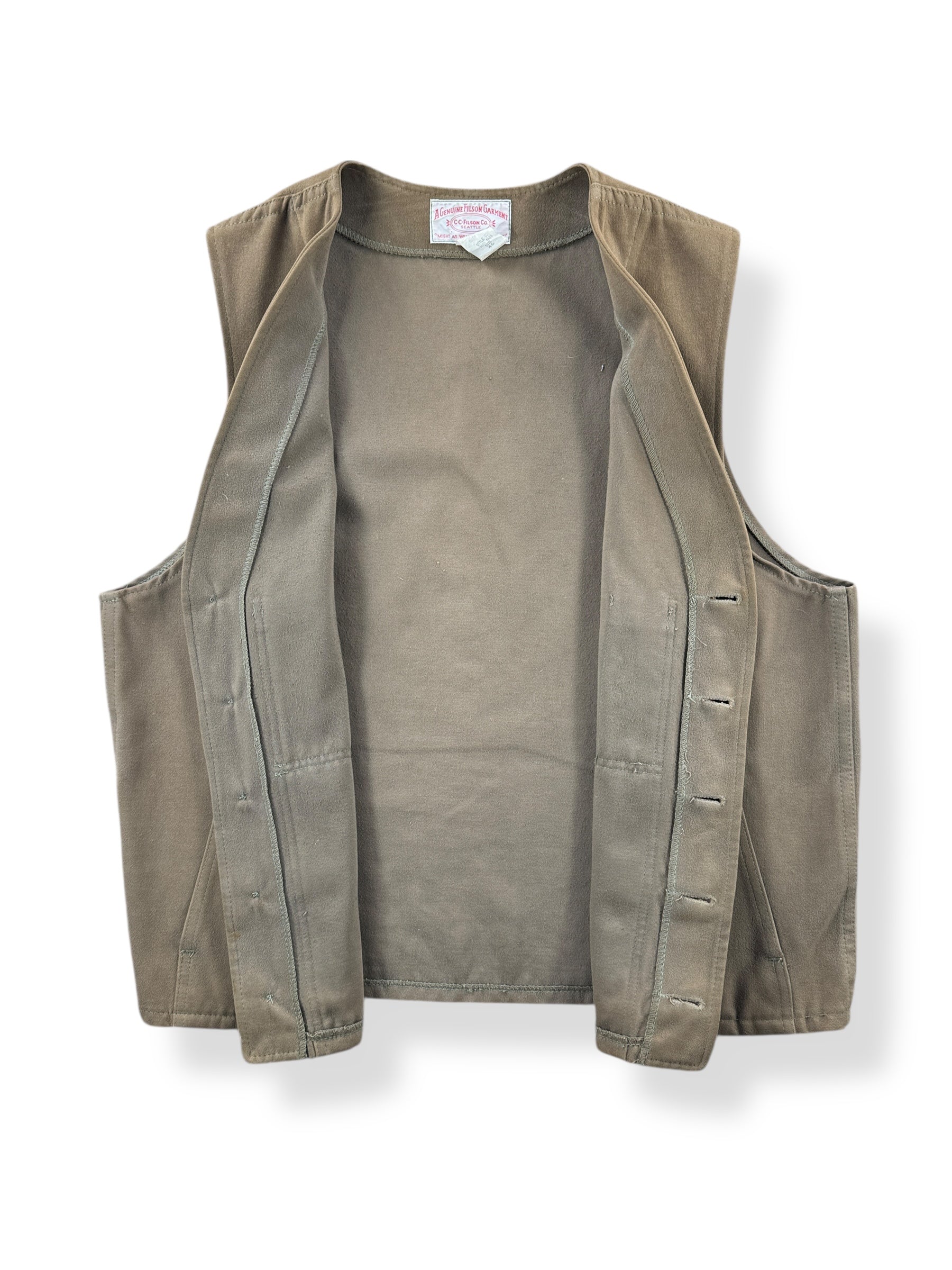 Inside of Vintage Filson Moleskin Vest SZ 46