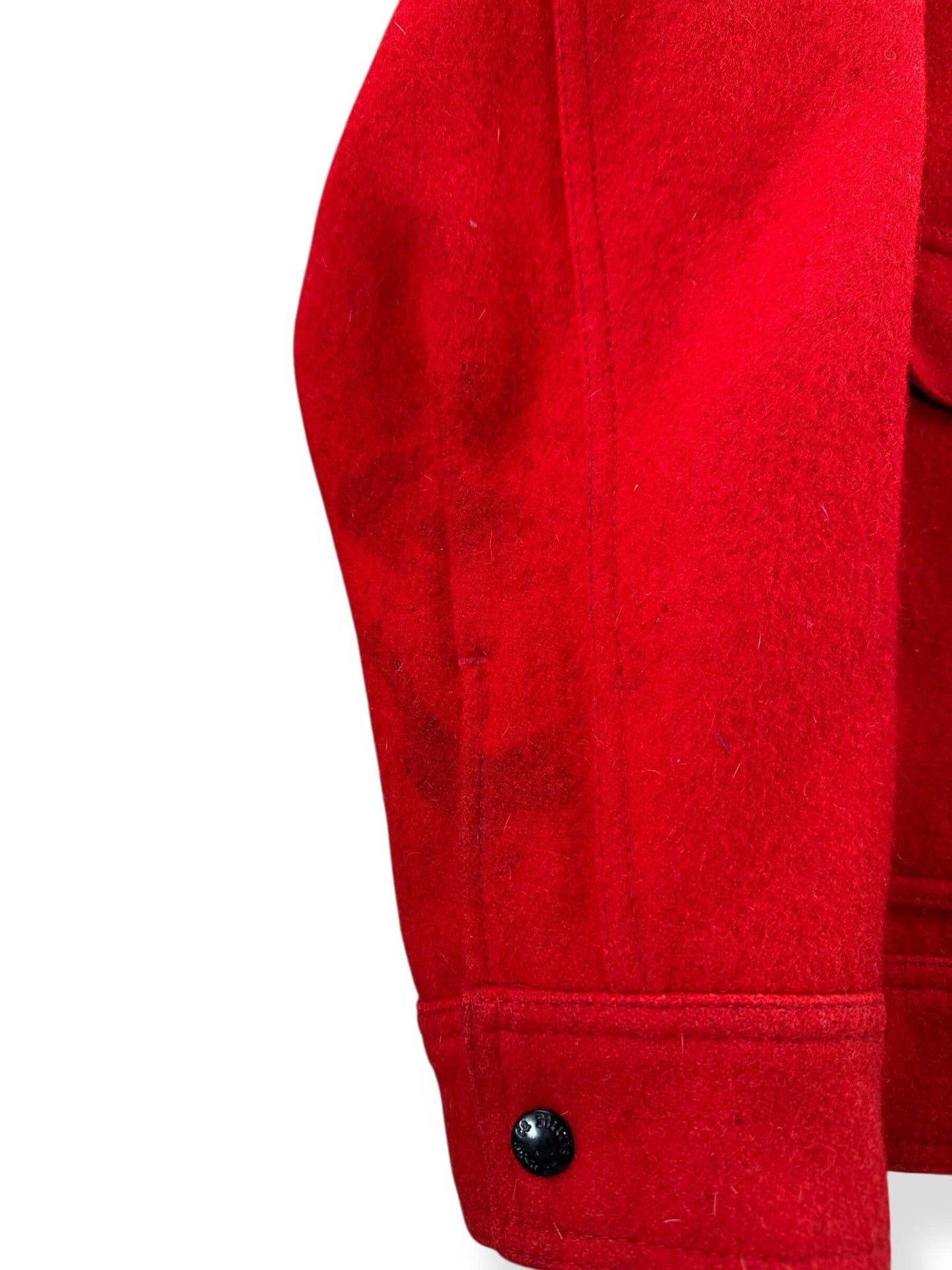 Wear on Vintage Filson Scarlet Mackinaw Work Jacket SZ 40