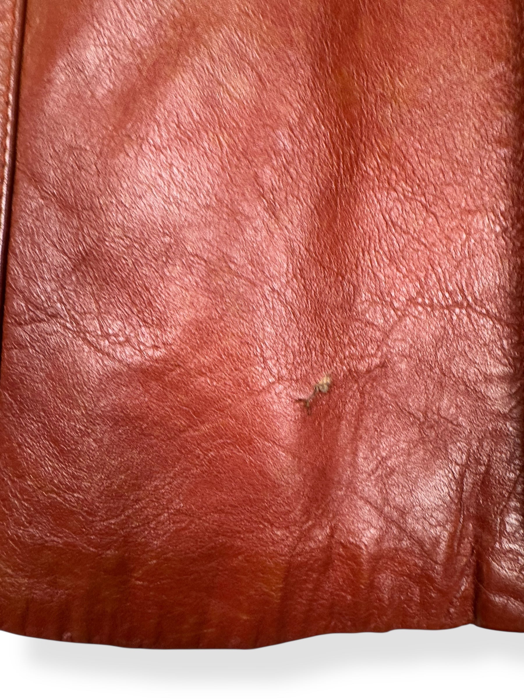 Tear back of 1970s Belted Leather Trench S-M