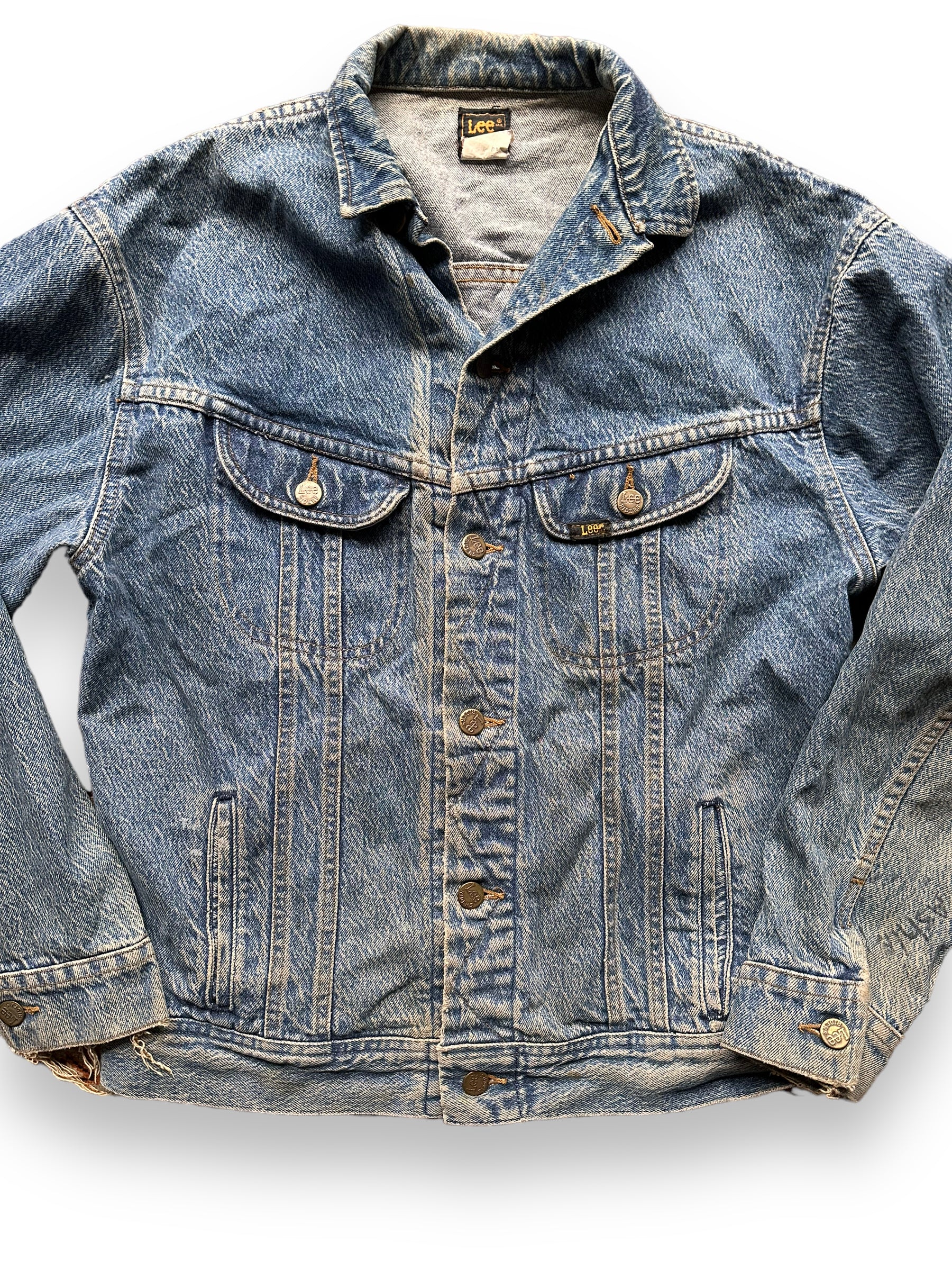 Front Detail on Vintage Lee 101-J Denim Jacket SZ XL | Vintage Denim Workwear Seattle | Seattle Vintage Denim