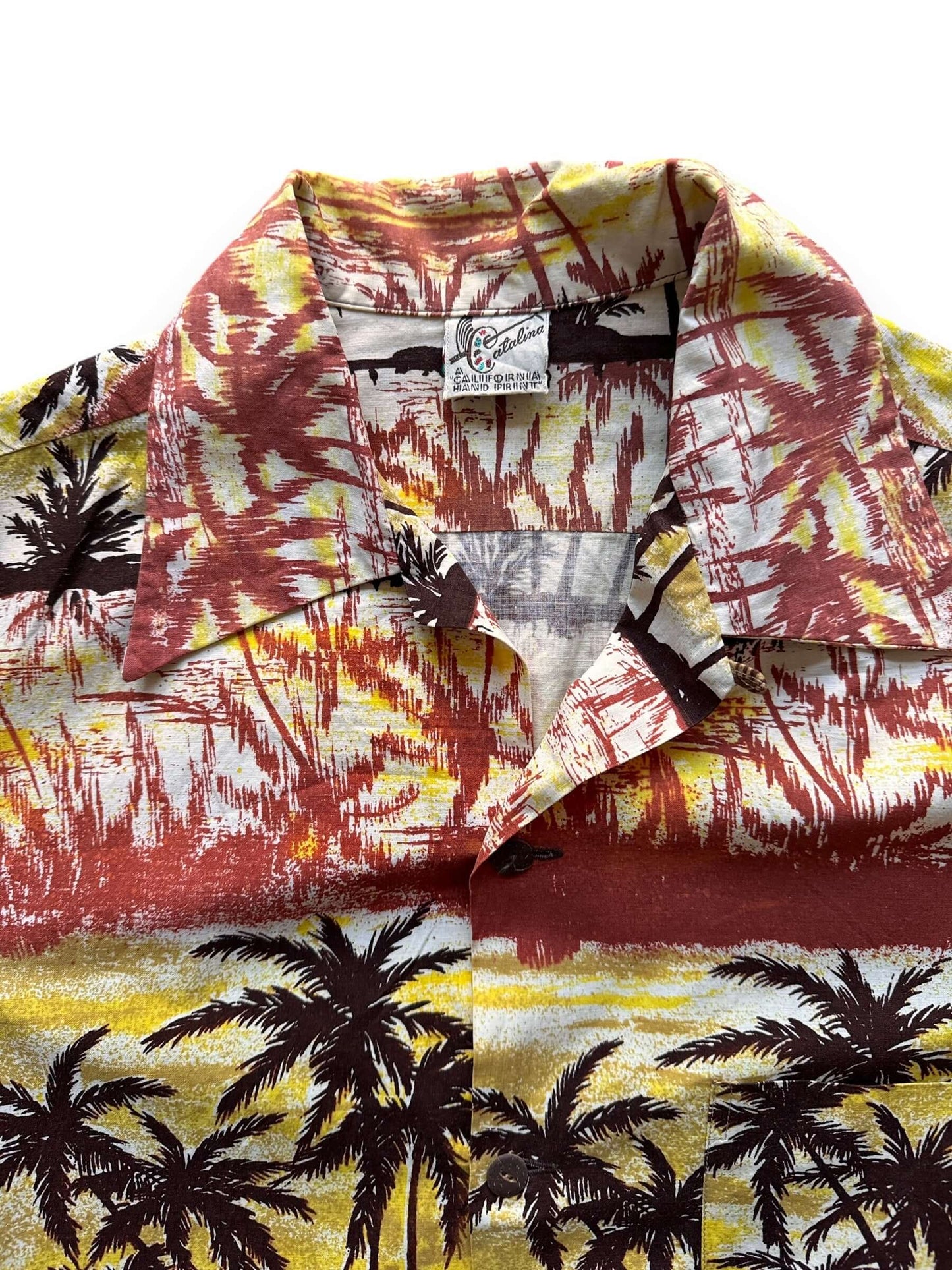 Collar View of Vintage Catalina Brushed Cotton Aloha Shirt SZ L