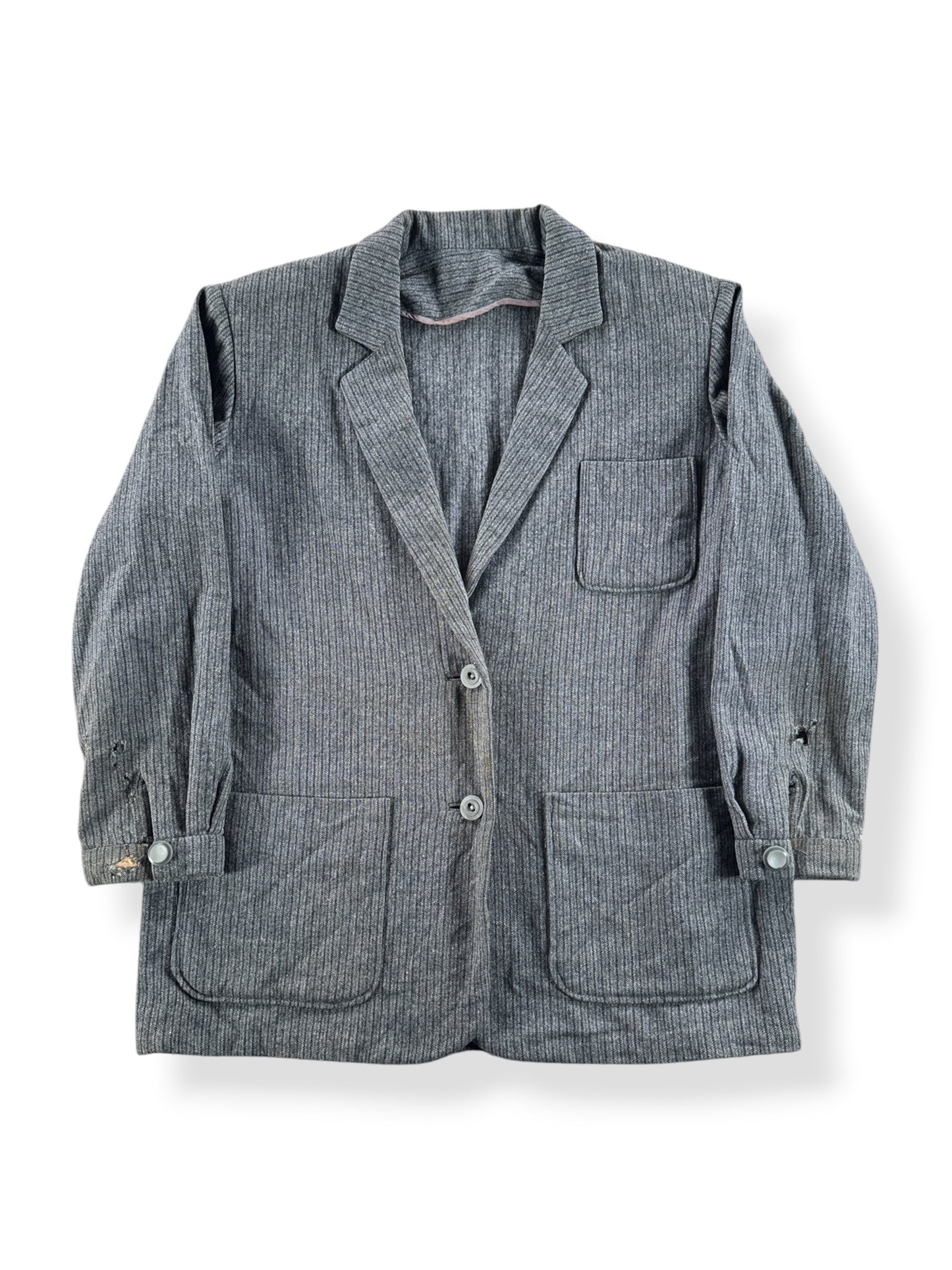 Front of Vintage Femme 40s Wool Pinstripe Blazer SZ S
