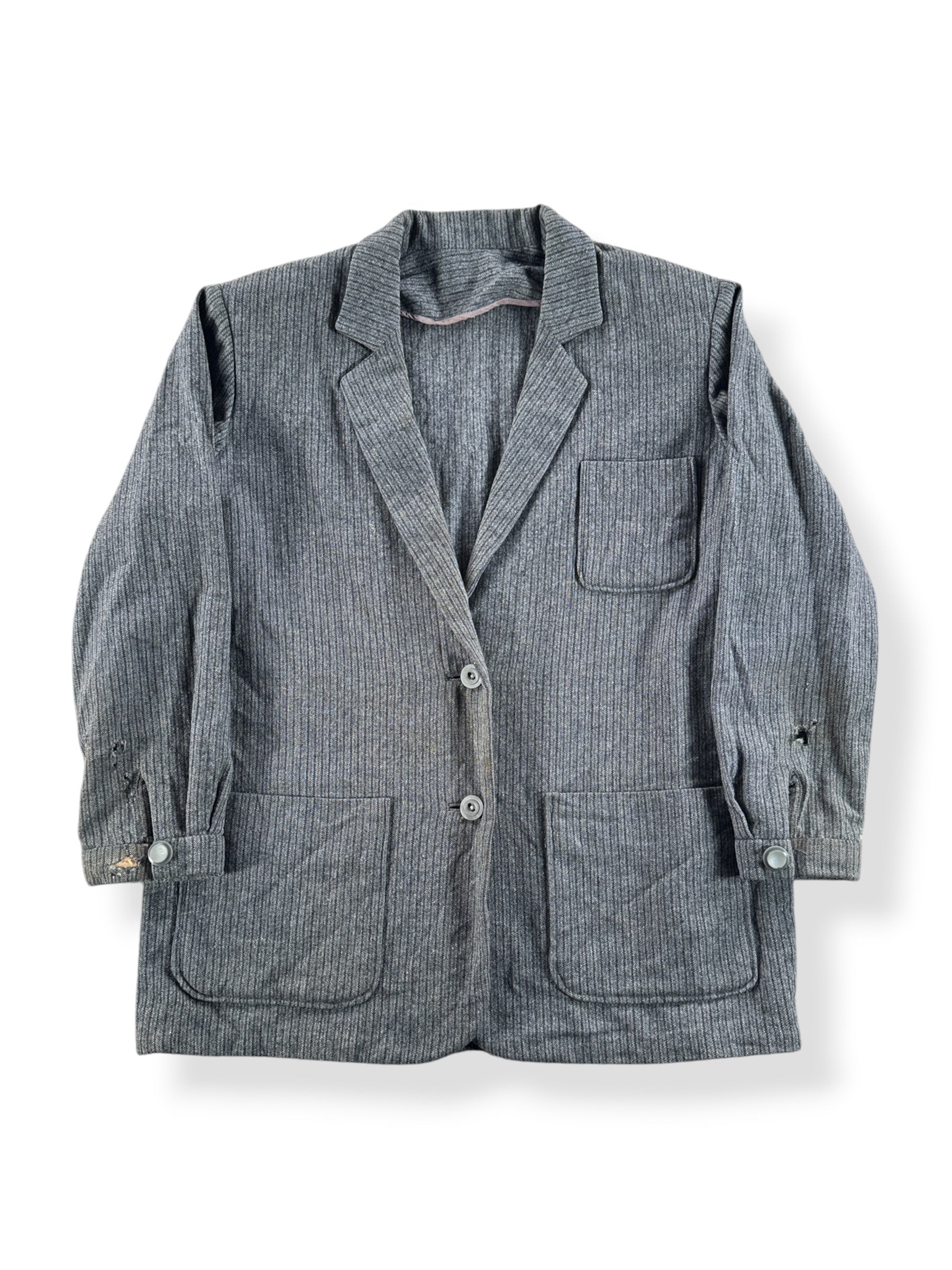 Front of Vintage Femme 40s Wool Pinstripe Blazer SZ S