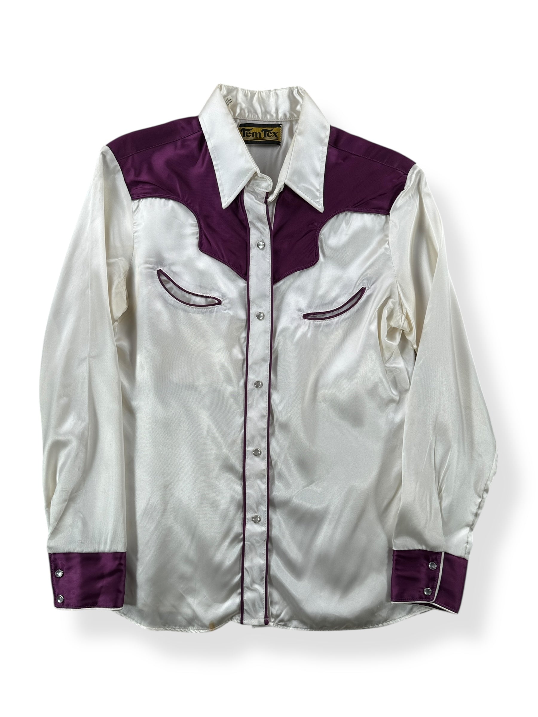 Front of Vintage Satin Tem Tex Two Tone Pearlsnap SZ S