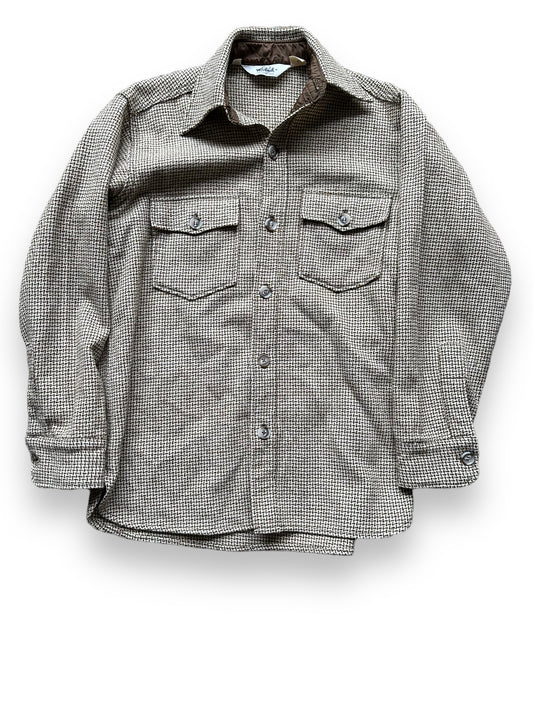 Front View of Vintage Tan Houndstooth Woolrich Shirt Jacket SZ M |  Barn Owl Vintage Goods | Vintage Workwear Seattle