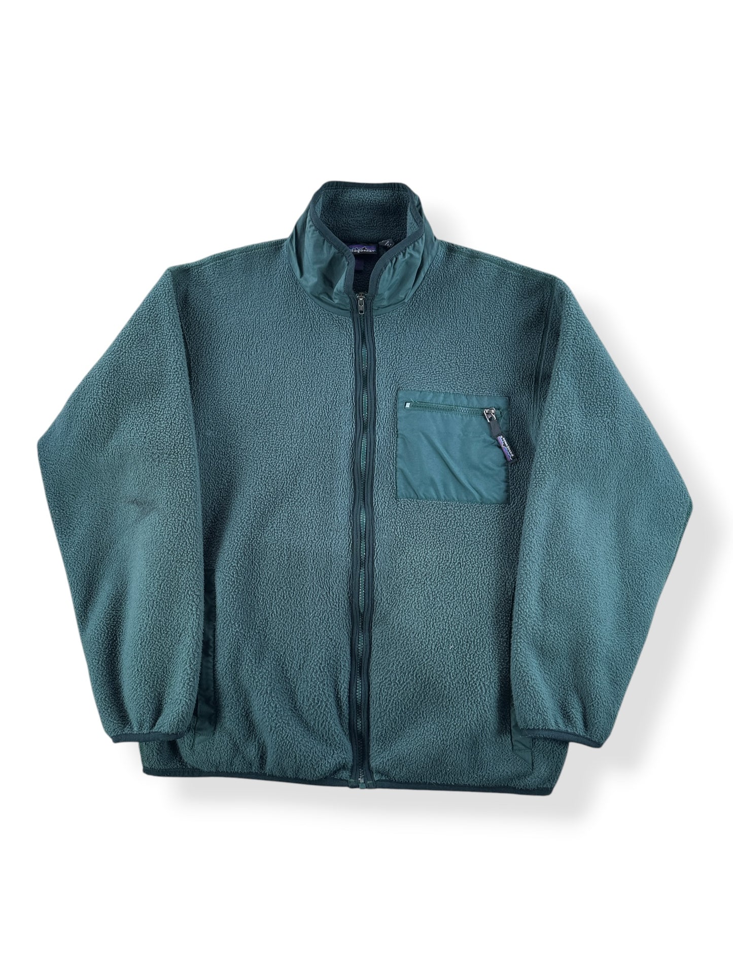 Front of Vintage Patagonia Green Synchilla Jacket SZ XL