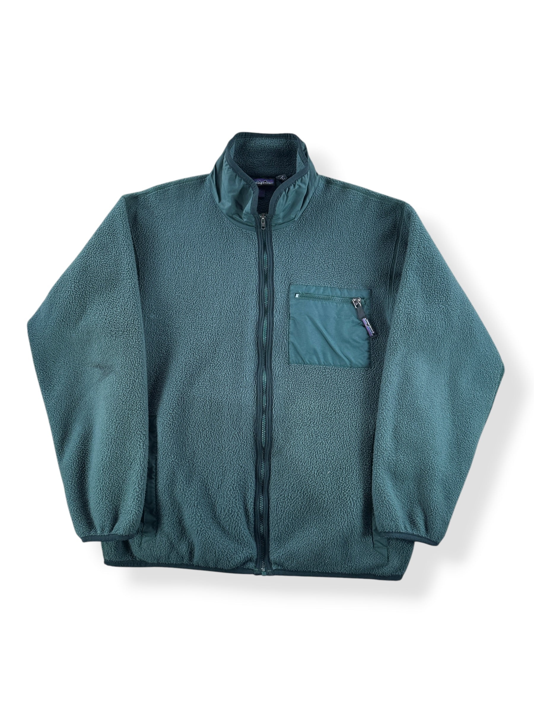 Front of Vintage Patagonia Green Synchilla Jacket SZ XL