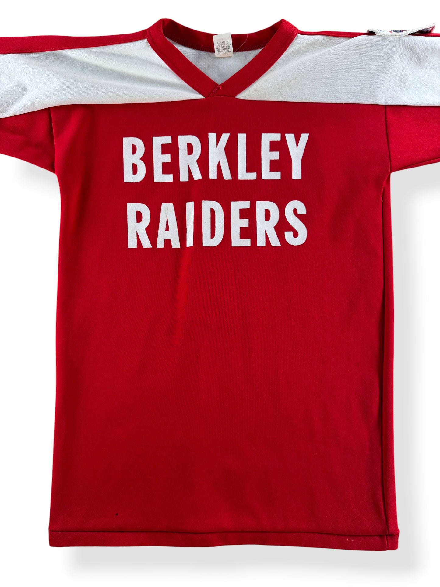 Close-up of Vintage Southern Athletic Berkley Raiders Jersey SZ M (Fits S)