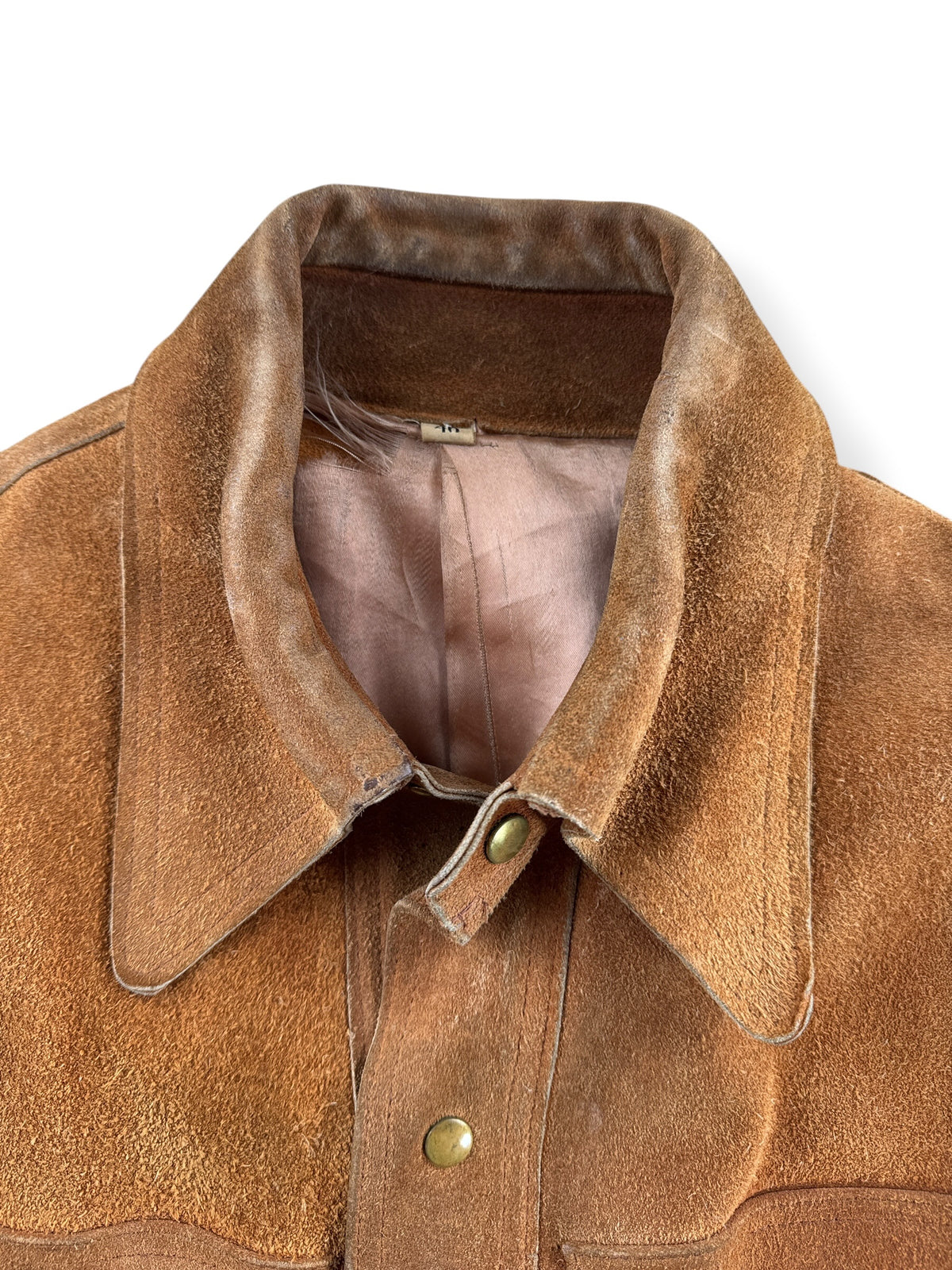 Collar on Vintage Fringe Suede Jacket SZ 40