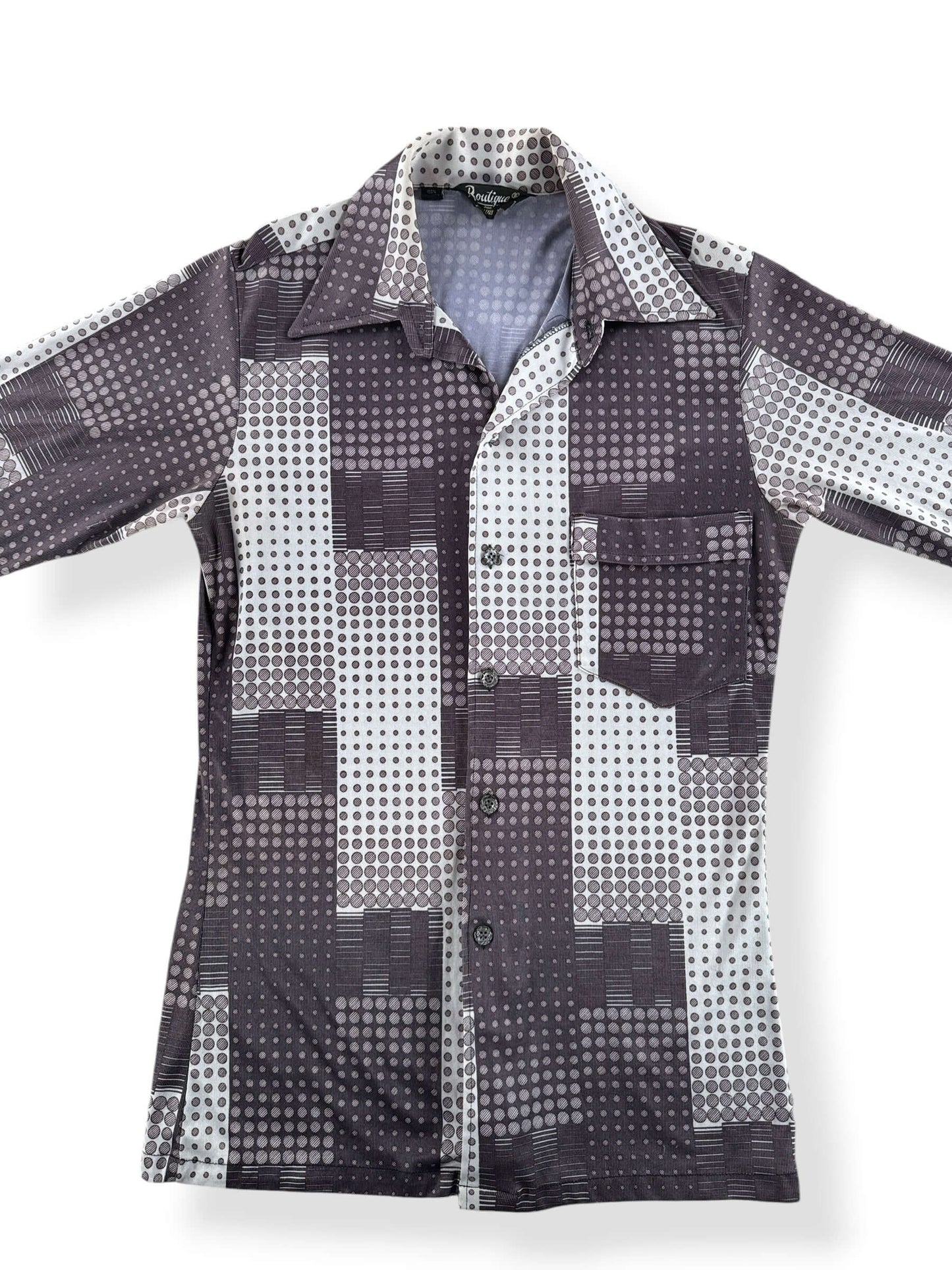 Front of Vintage Boutique Polyester Disco Shirt SZ S (Fits XS)