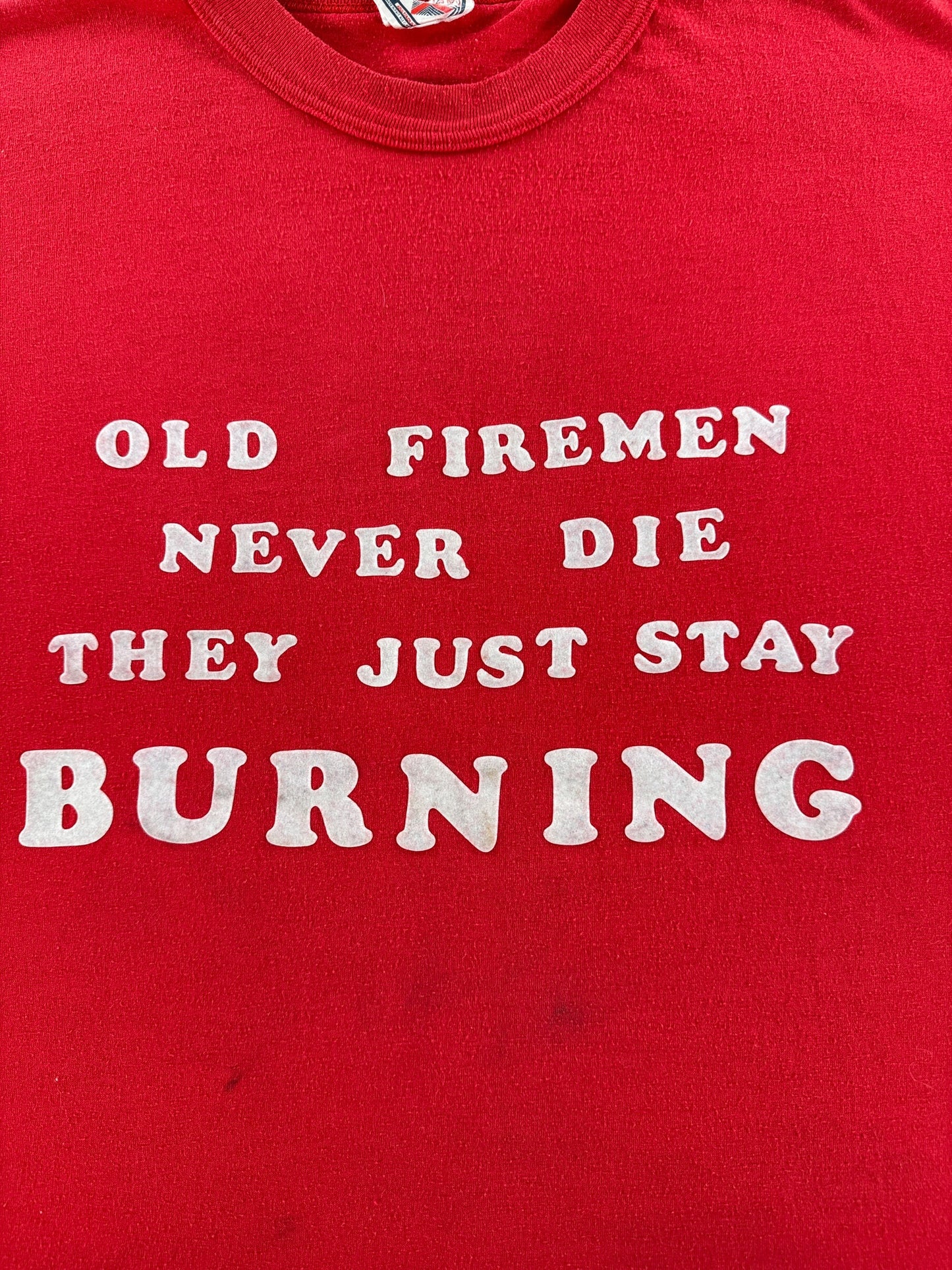 Graphic of Vintage Old Firemen Felt Print Tee SZ XL