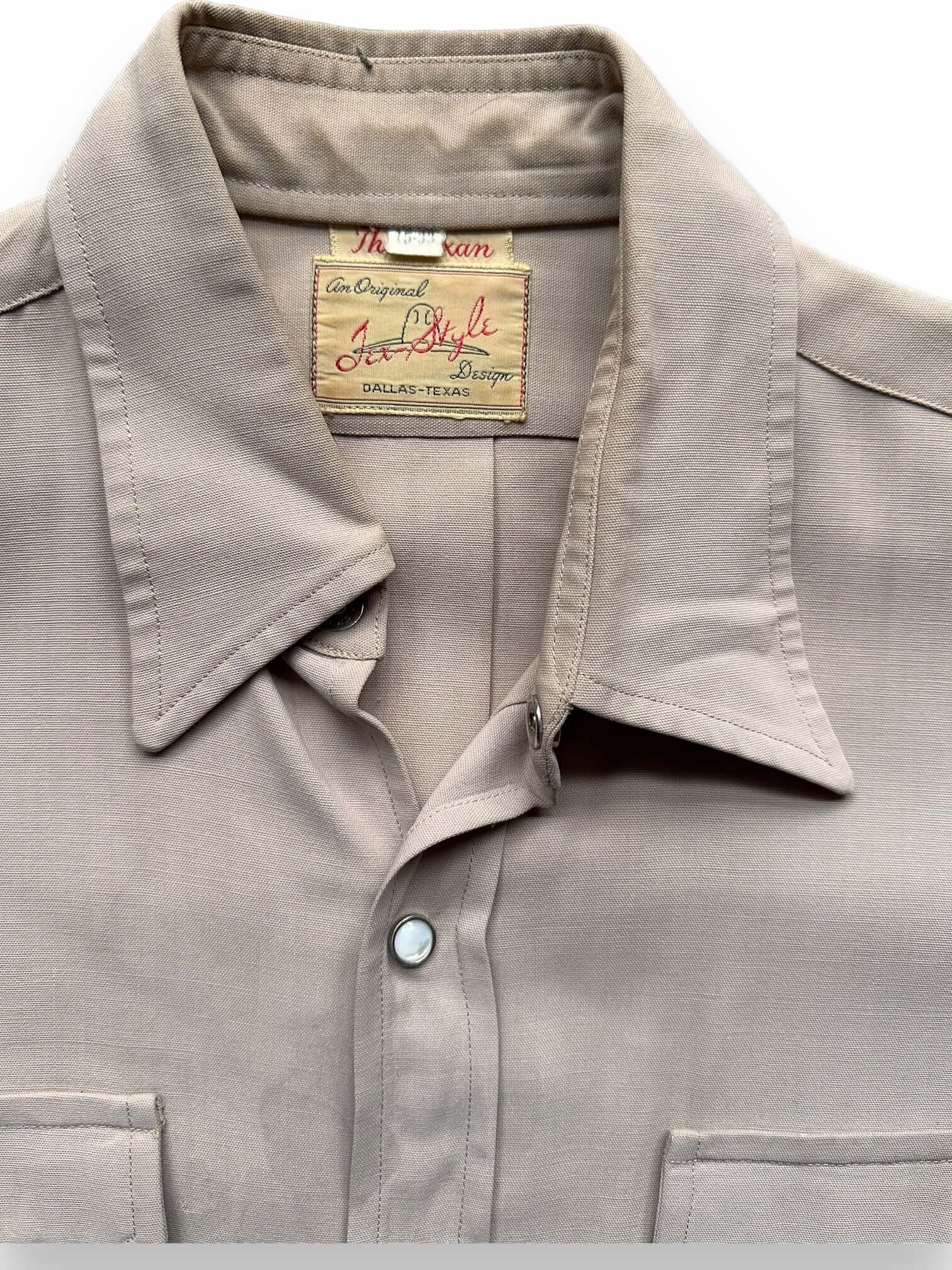 Tag View of Vintage Tex-Style Gabardine Western Pearl Snap Shirt SZ 15 | Vintage Gabardine Shirt Seattle | Barn Owl Vintage Seattle