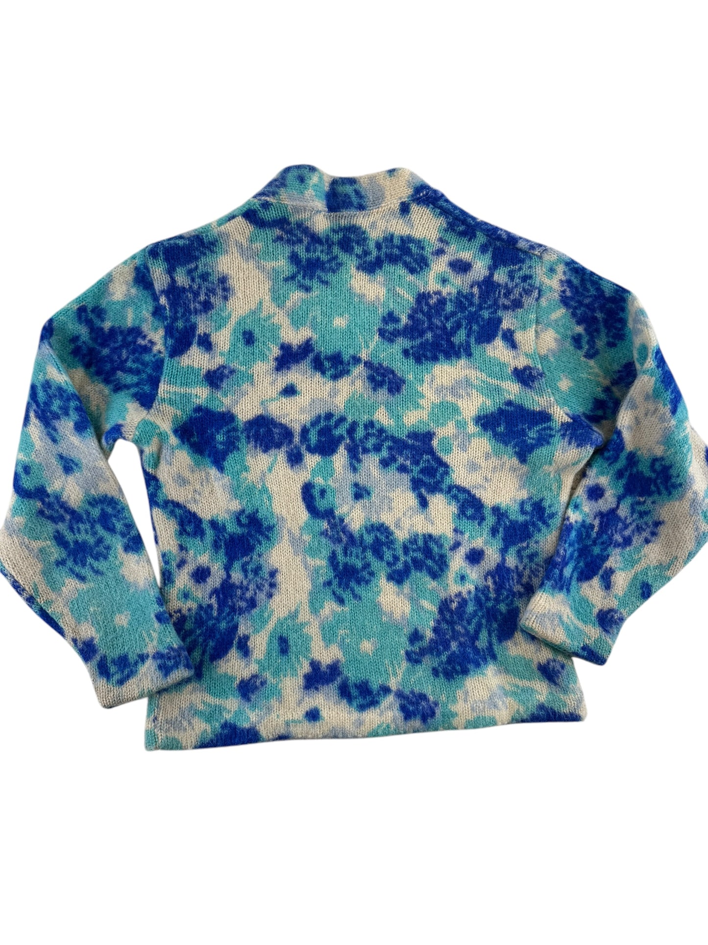 Back view of 1960s Wool Floral V-Neck Sweater M