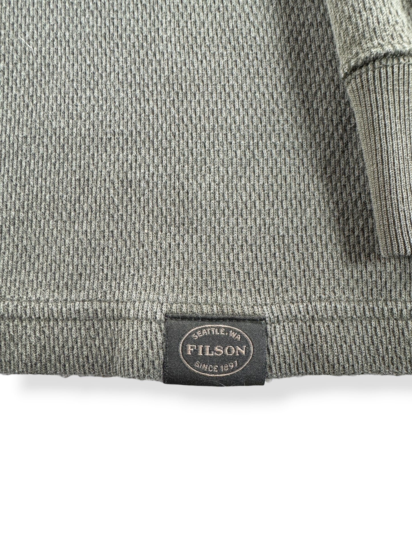 Label on Filson Waffle Knit Thermal Crewneck SZ L