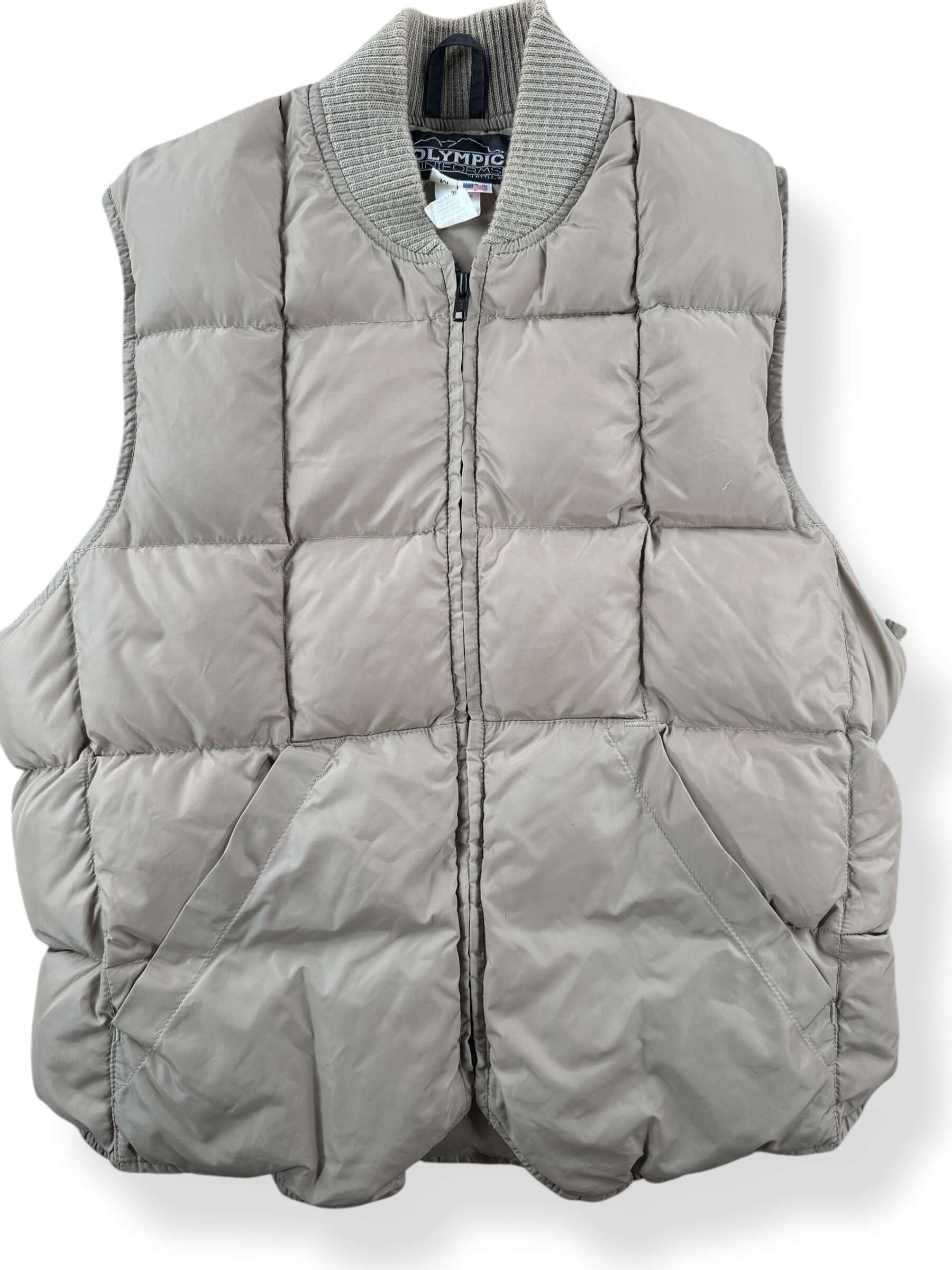 Front Close Up of Vintage Olympic Uniforms Down Vest SZ M