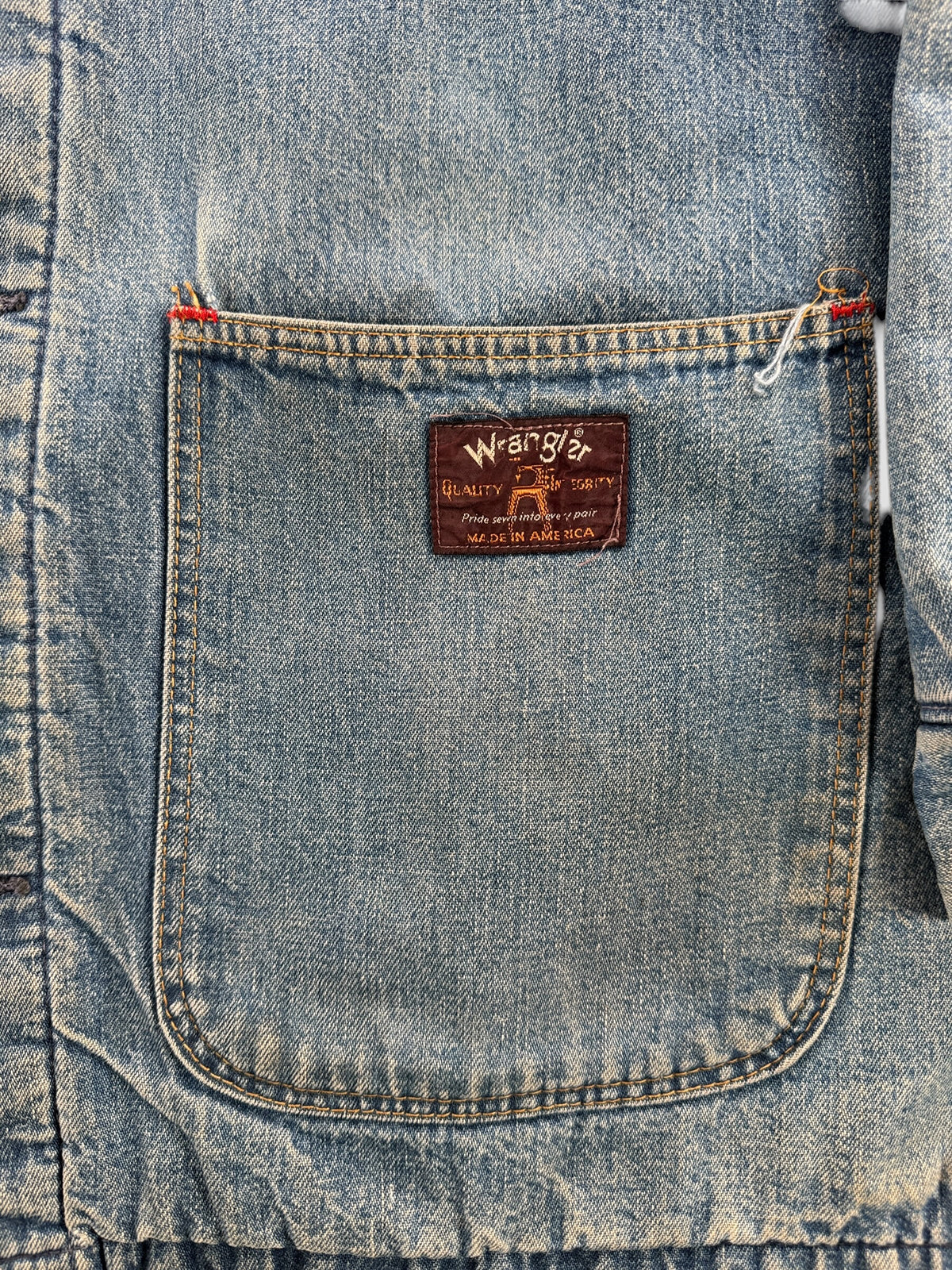 Pocket on Vintage 80s Wrangler Chore Coat SZ 42