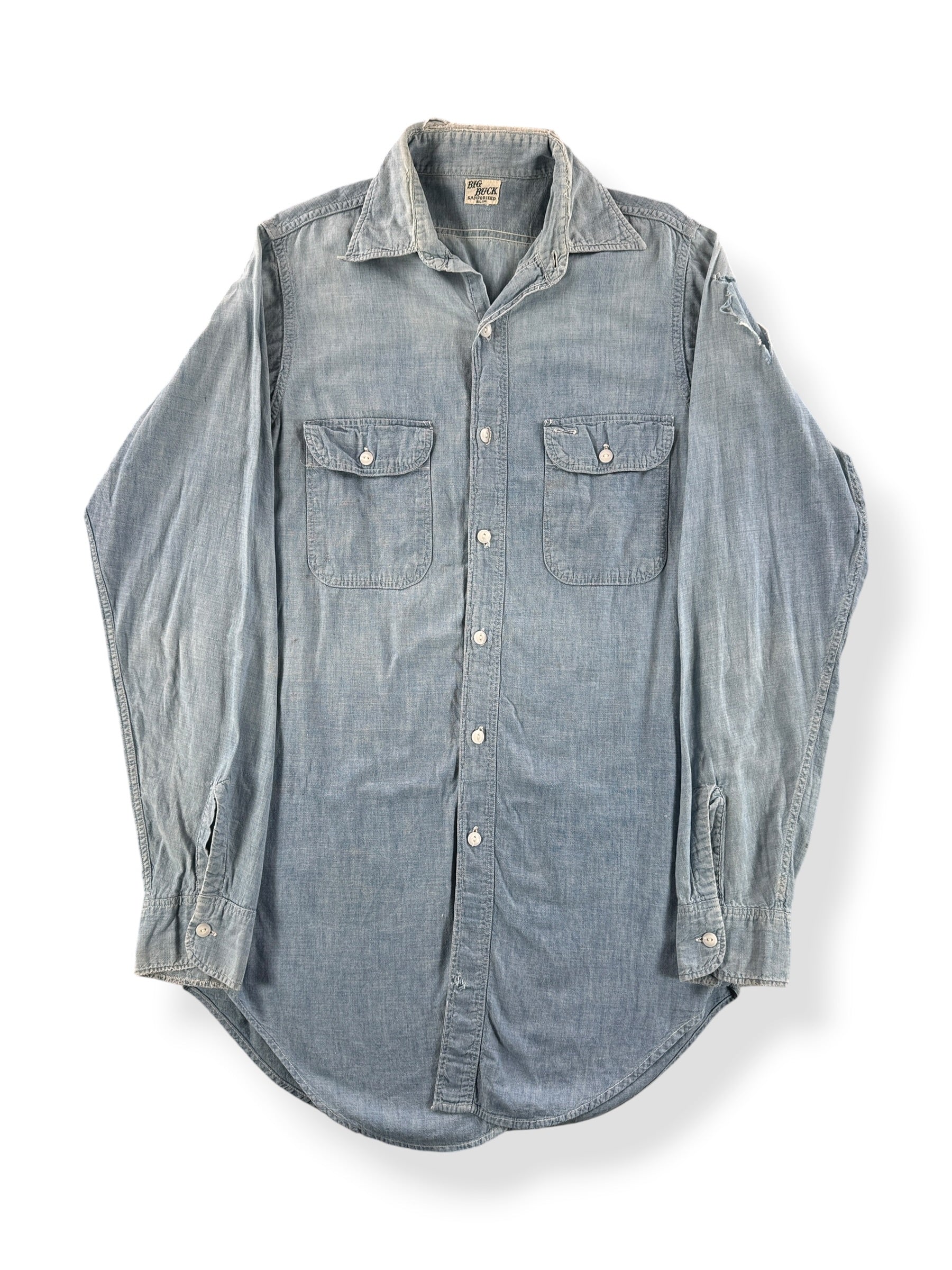 Front of Vintage Big Buck Chambray Work Shirt SZ M