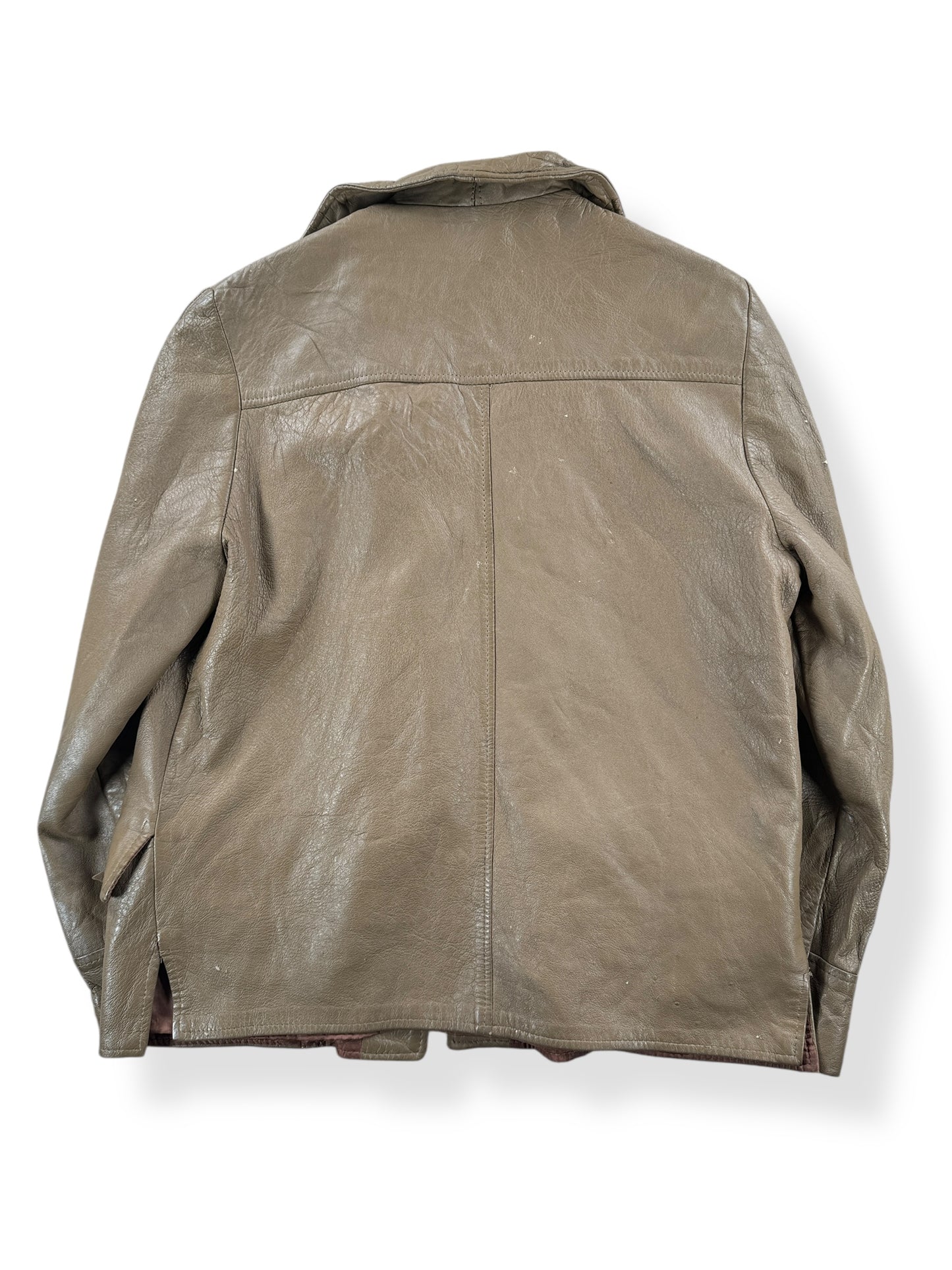 Back of Vintage Womens 40s-50s Light Brown Leather Jacket SZ L