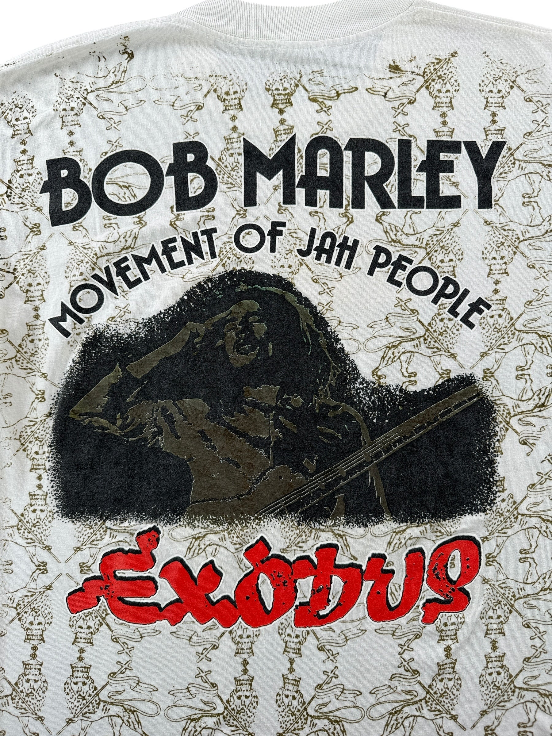 Back Graphic of Vintage Bob Marley Exodus AOP Tee SZ M