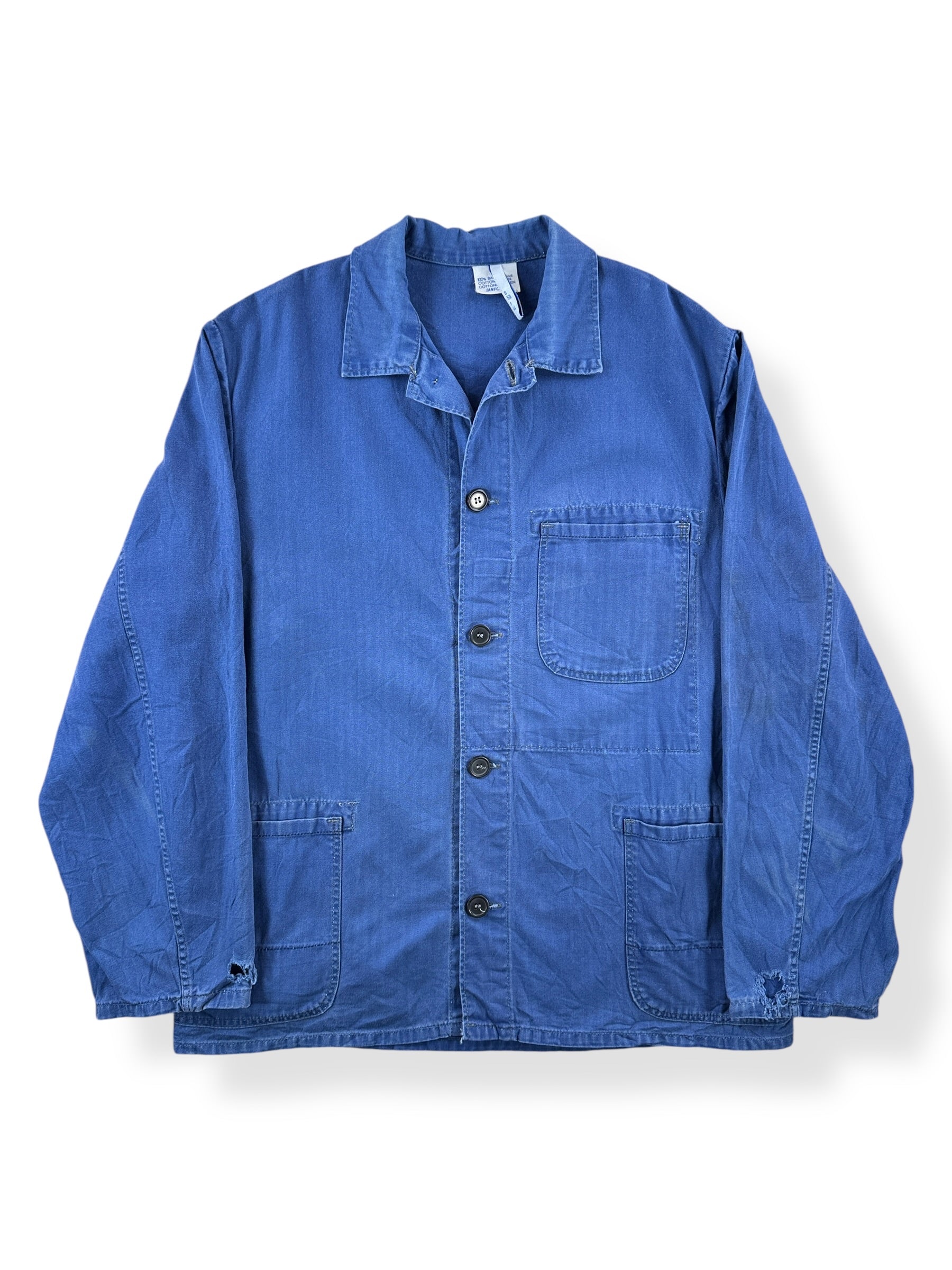 Front of Vintage HBT Faded Sanfor French Chore Coat SZ L