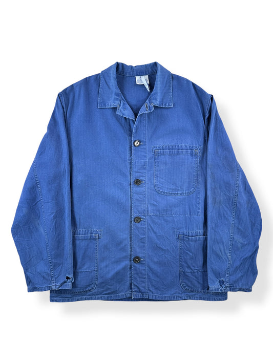 Front of Vintage HBT Faded Sanfor French Chore Coat SZ L
