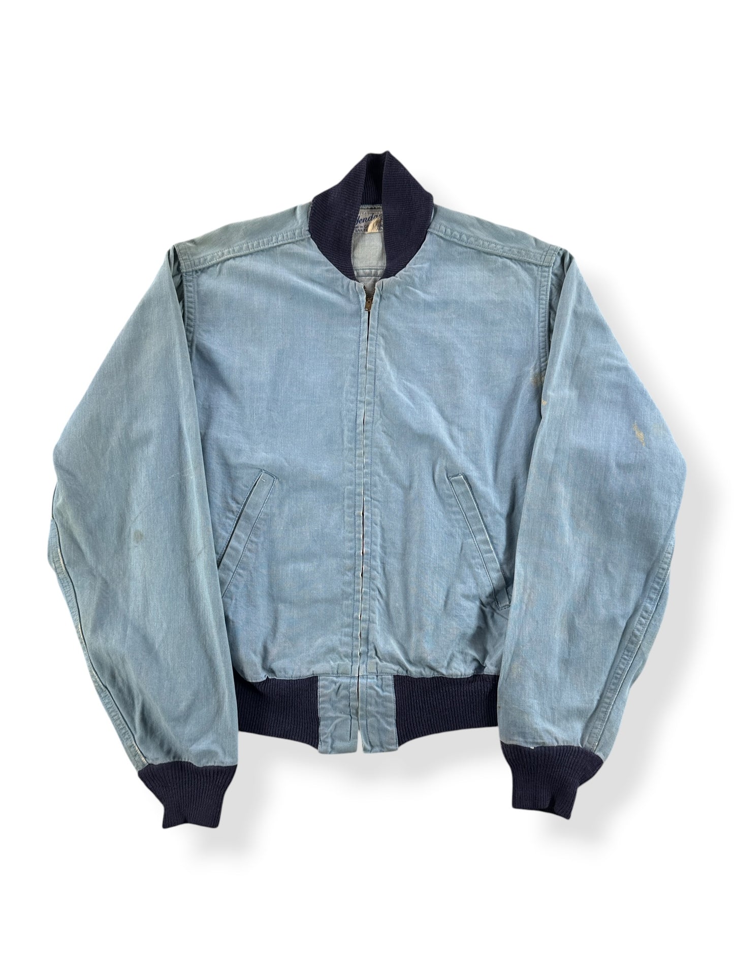 Front of Vintage 50s Chambray Bomber Style Jacket SZ S