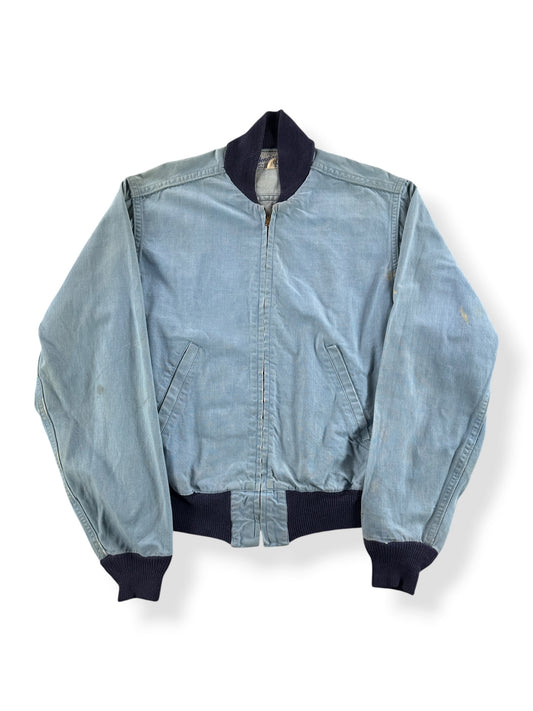 Front of Vintage 50s Chambray Bomber Style Jacket SZ S