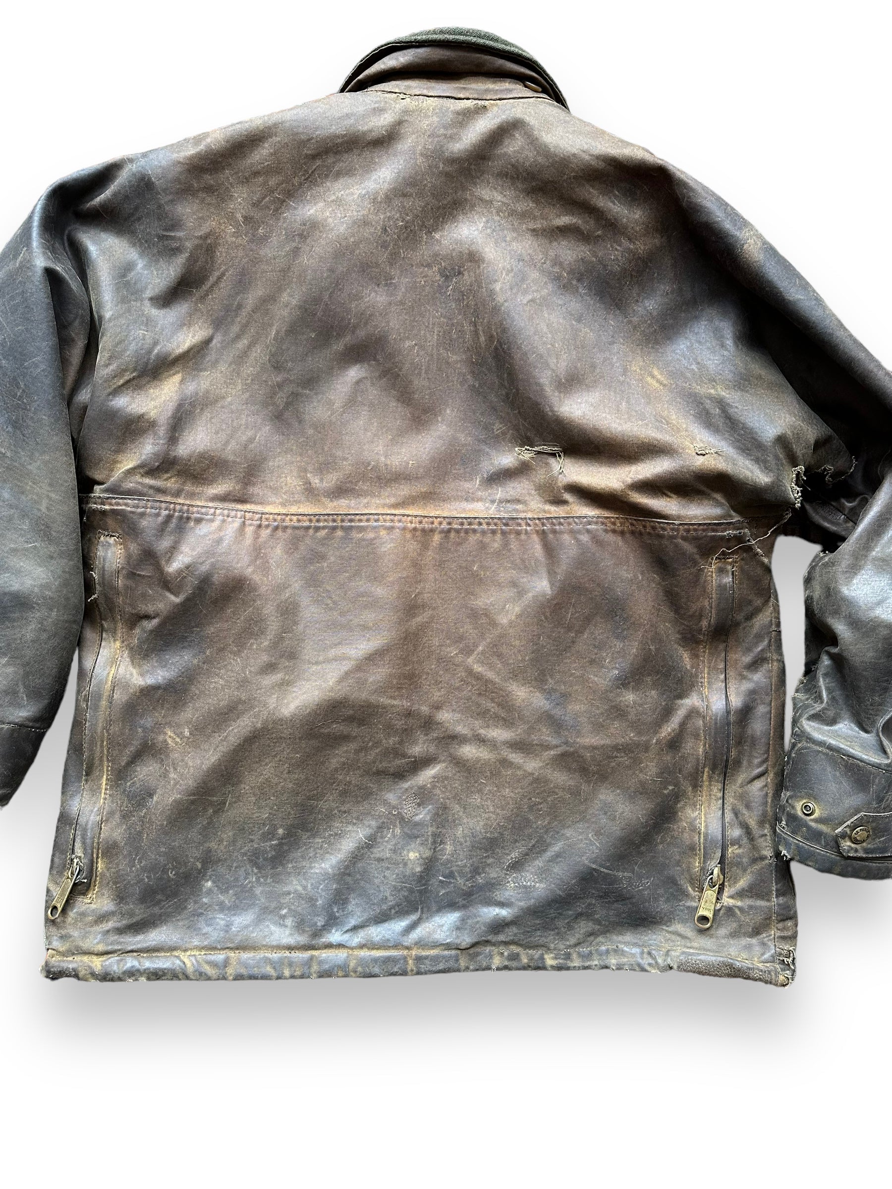 Rear Detail on Filson Nasty Boy Tin Cloth Field Jacket SZ 42 |  Filson Tin Cloth Jacket | Vintage Workwear Seattle