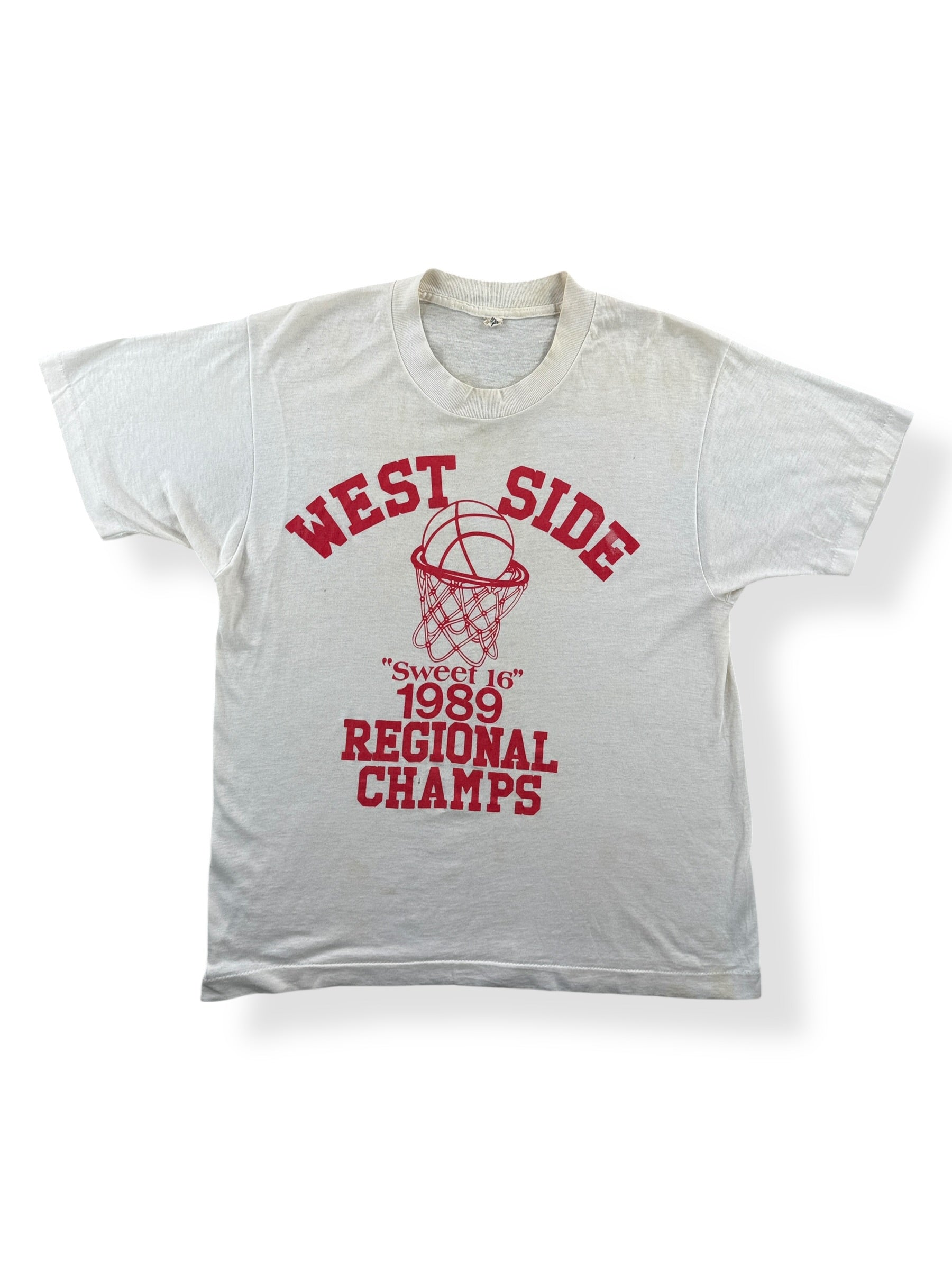 Front of Vintage 1989 West Side Regional Champ B-Ball Tee SZ M