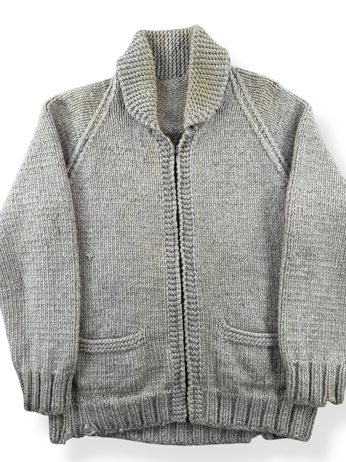 Front Close Up of Vintage Basset Hound Cowichan Style Sweater SZ M