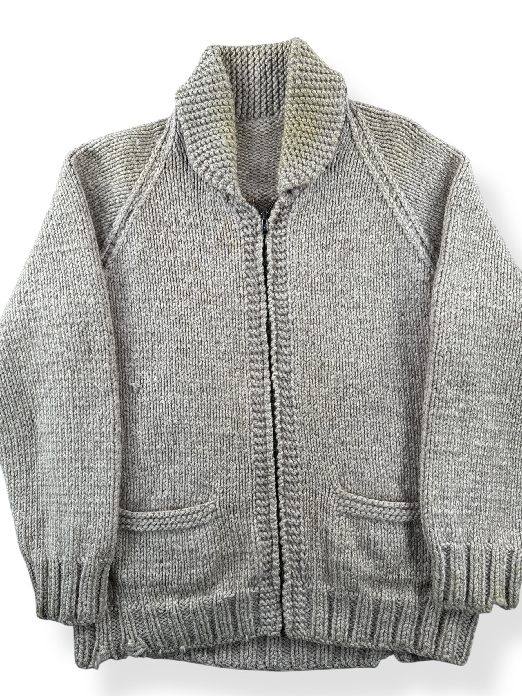 Front Close Up of Vintage Basset Hound Cowichan Style Sweater SZ M